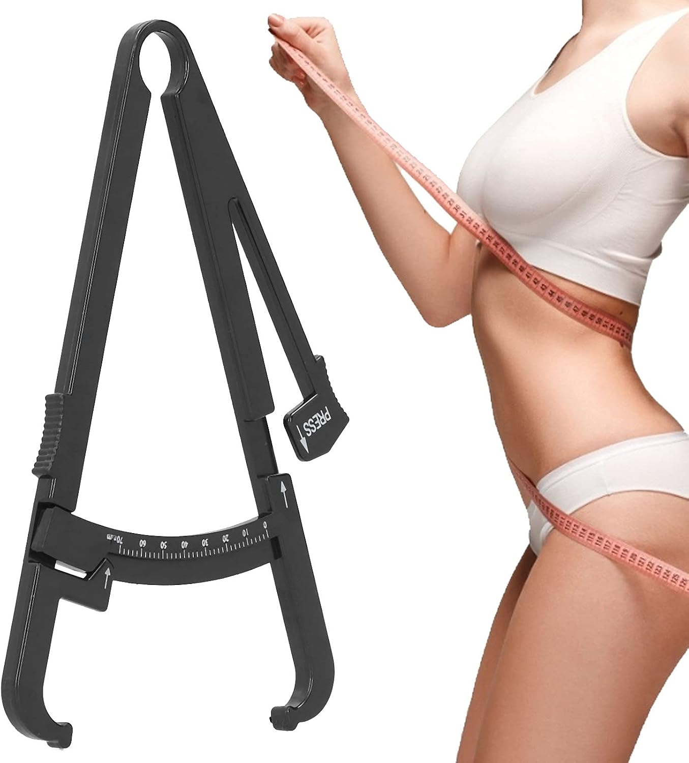 Körperfettmessclip – 1 Stück – Robustes Schwarzes Kunststoffgehäuse – Präzise Hautfaltenmessung – Fitness- Und Gesundheitstracking – Zentimeter-skala