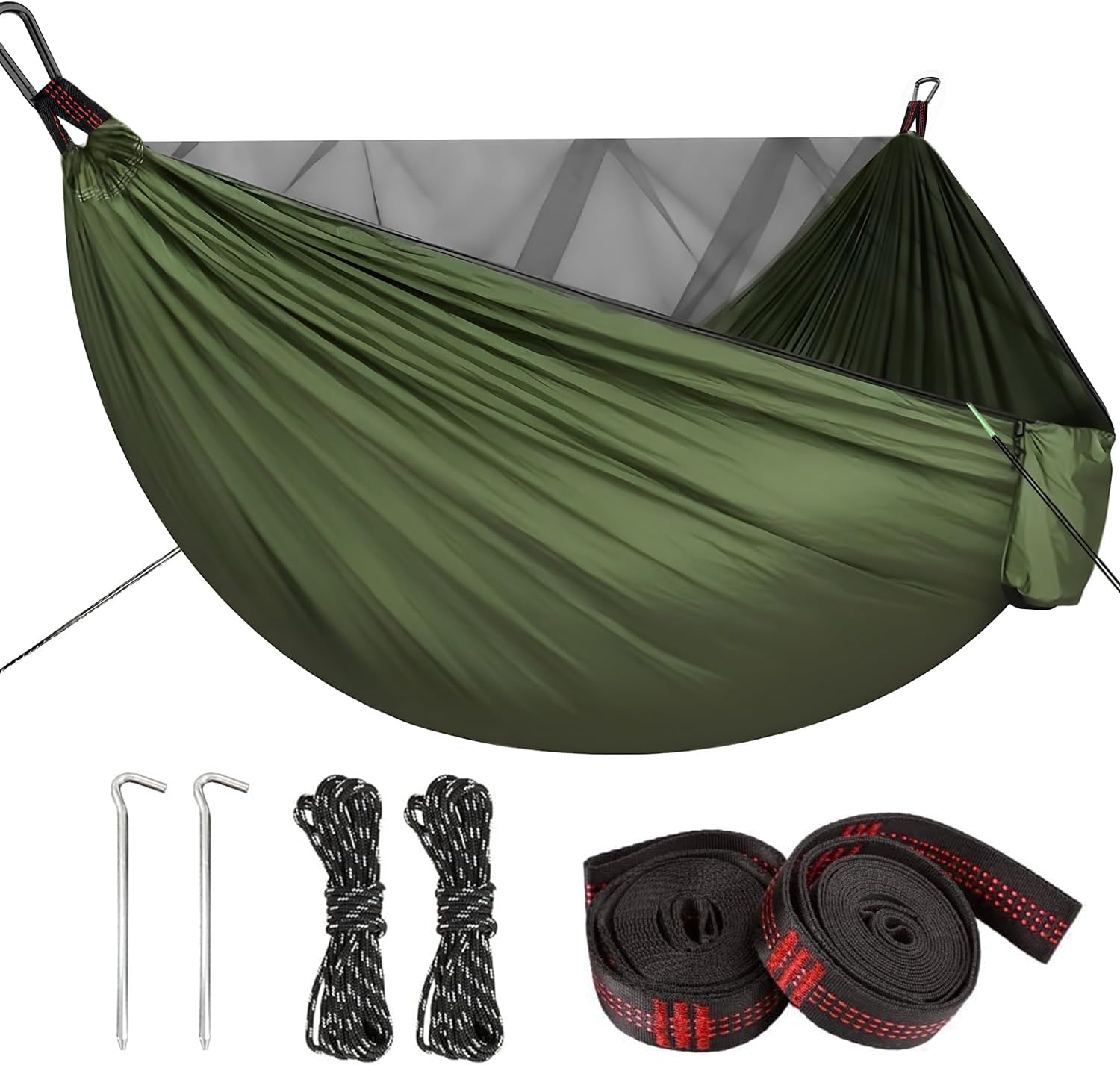 Camping-hängematte Mit Moskitonetz – 1 Stück – 210t Fallschirmseide – 300 Kg Tragkraft Und Schnelltrocknend – Wandern, Garten, Strand – 290 X 140 Cm