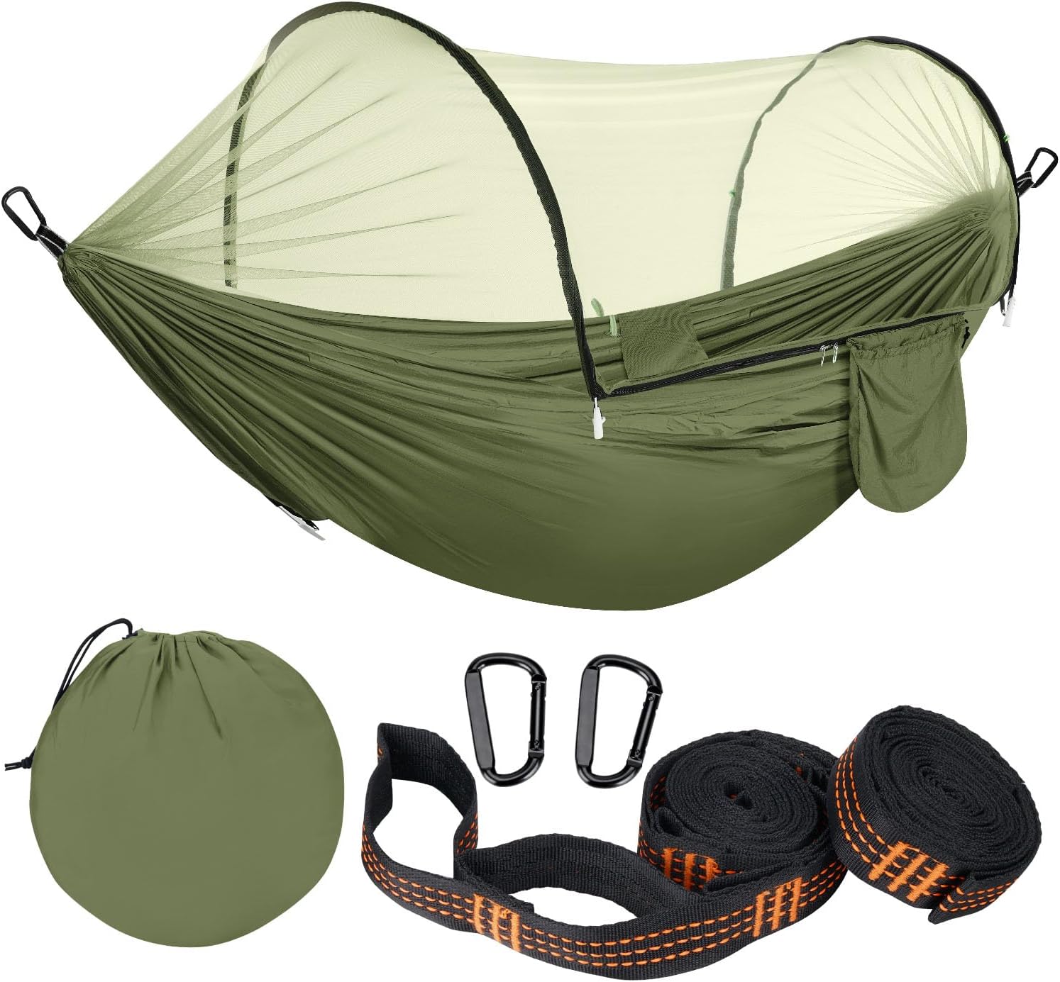 Hängematte Mit Moskitonetz – 1 Person – 210t Fallschirmseide – 300 Kg Tragkraft – Camping Und Garten – 270 X 140 Cm