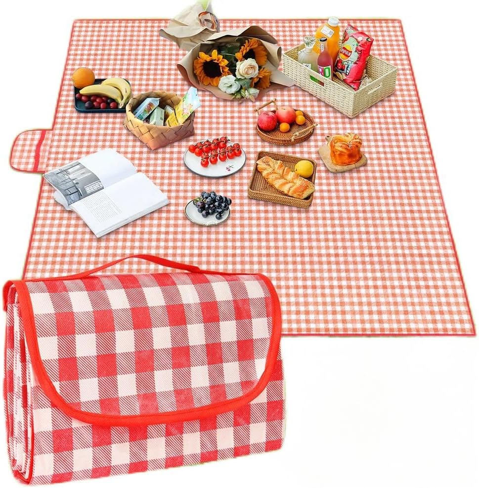 Picknickdecke 200 X 200 Cm – 1 Stück – Vliesstoff – Wasserdicht Und Faltbar – Für Strand Und Park – Rot-weiß