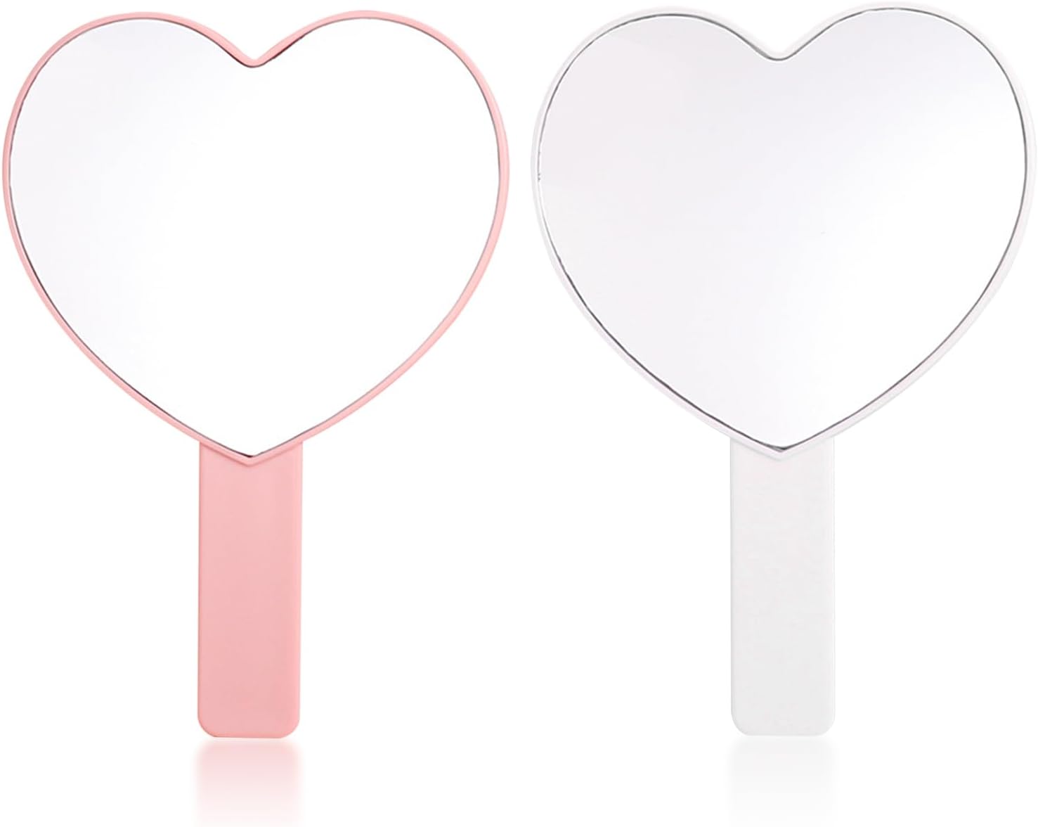 Handlicher Kosmetikspiegel – 2er-set – Herzförmiger Aluminiumspiegel – Klare Und Tragbare Spiegelung – Ideal Für Reisen Und Tägliche Schönheitspflege – Rosa Und Weiß, 12,5 X 18 Cm