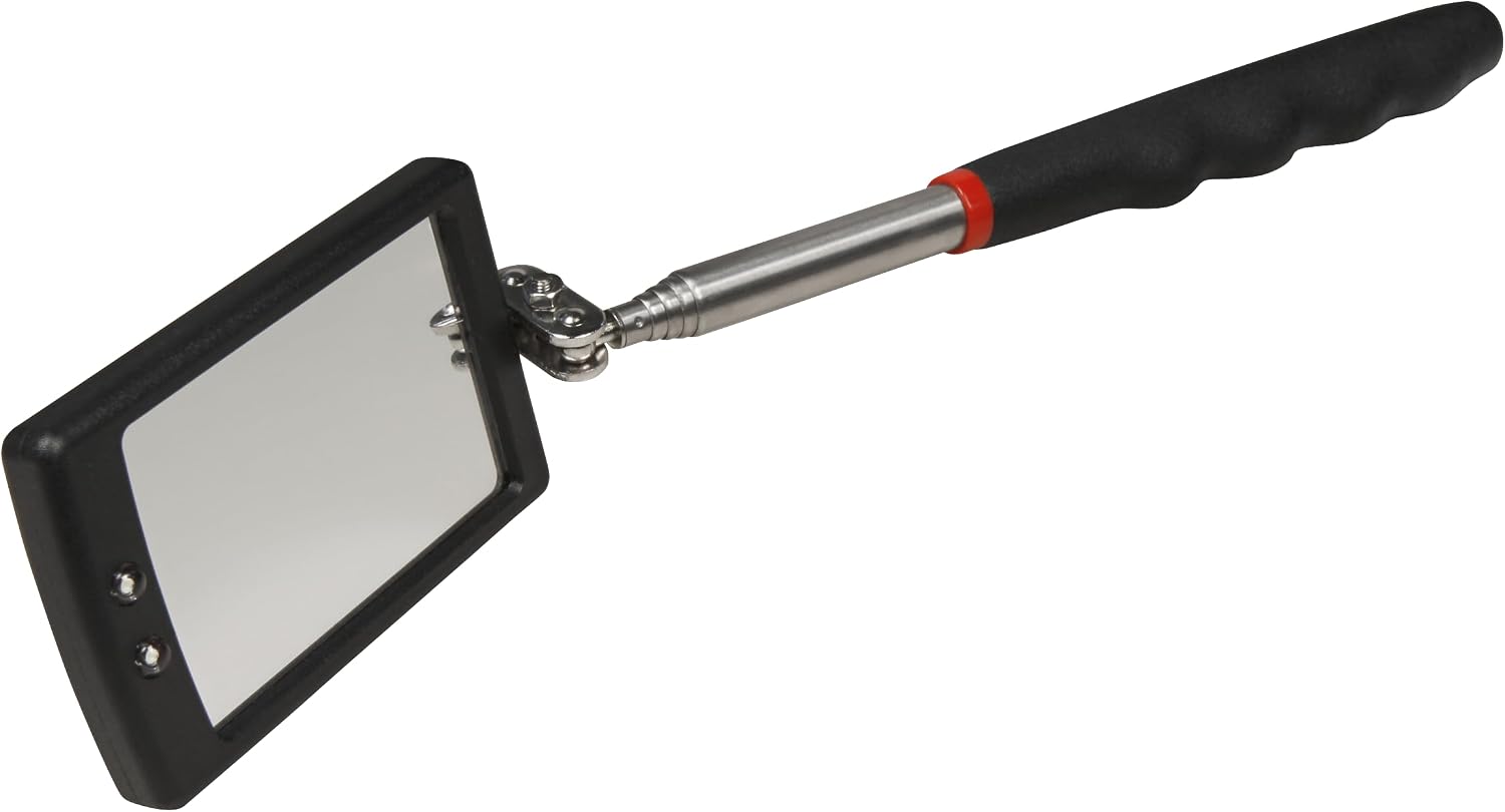 Teleskop-inspektionsspiegel – 1-teilig – Aluminium Und Led – Ausziehbar Von 28 Bis 80 Cm – Für Mechaniker Und Heimwerker – 40 X 65 Mm