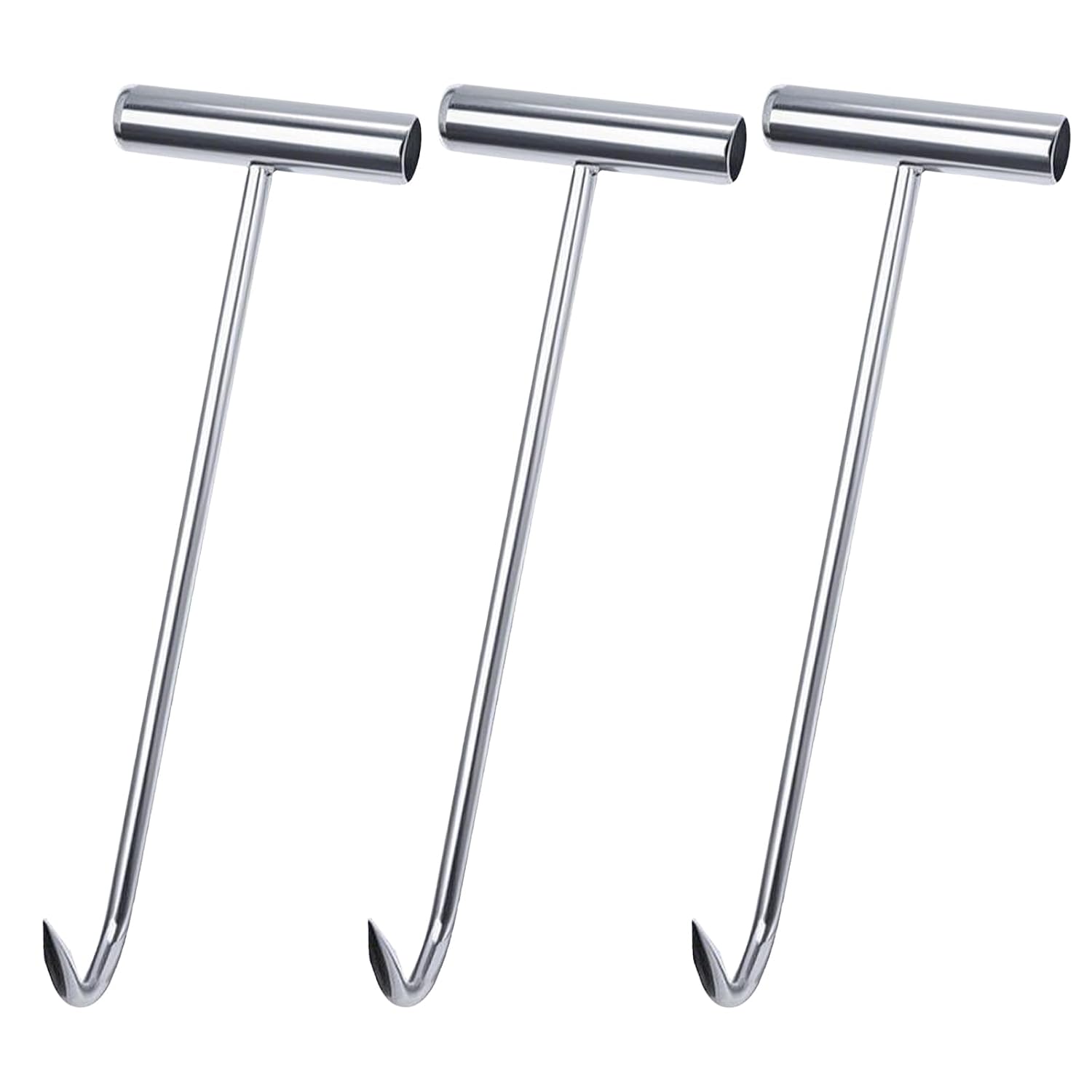 Tellerheberhaken – 3er-set – Edelstahl – Ergonomischer T-griff – Für Schächte Und Metzgereien – 30 Cm
