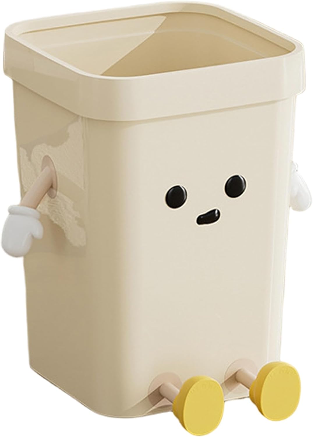 Dekorativer 7-liter-abfalleimer – Motiv: Zeichentrickfigur – Robustes Pp-kunststoff – Praktische Öffnung Oben – Für Küche, Büro, Bad – Beige, 14 X 23 X 17,5 Cm