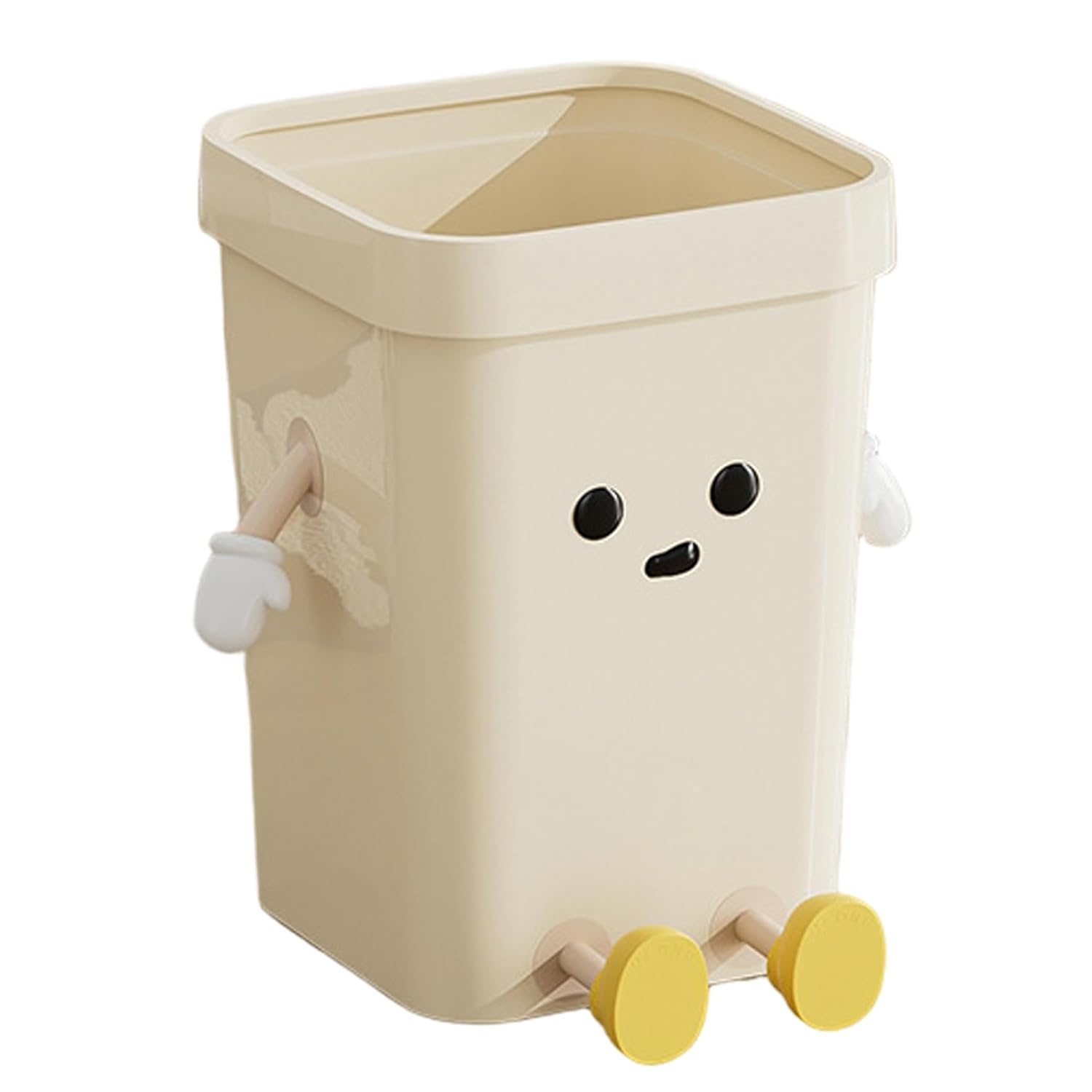 Dekorativer 7-liter-abfalleimer – 1 Stück – Beigefarbener Pp-kunststoff – Motiv Mit Animierten Figuren – Für Küche, Büro, Schlafzimmer – 14 X 23 X 17,5 Cm