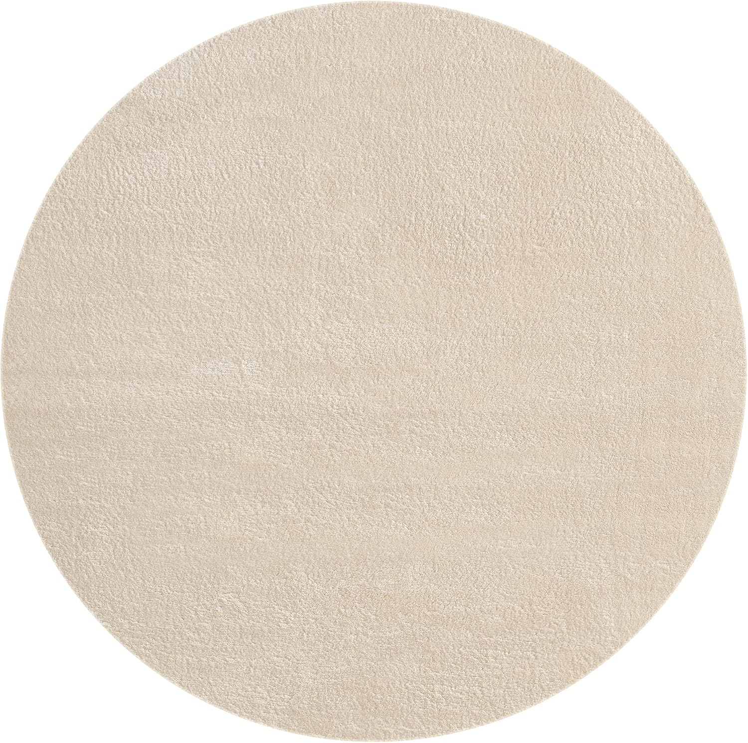 Runder Kunstfellteppich – 1 Stück – Ultraweiches Polyester – Waschbar Und Rutschfest – Wohnzimmer, Schlafzimmer, Flur – Beige, 200 X 200 Cm