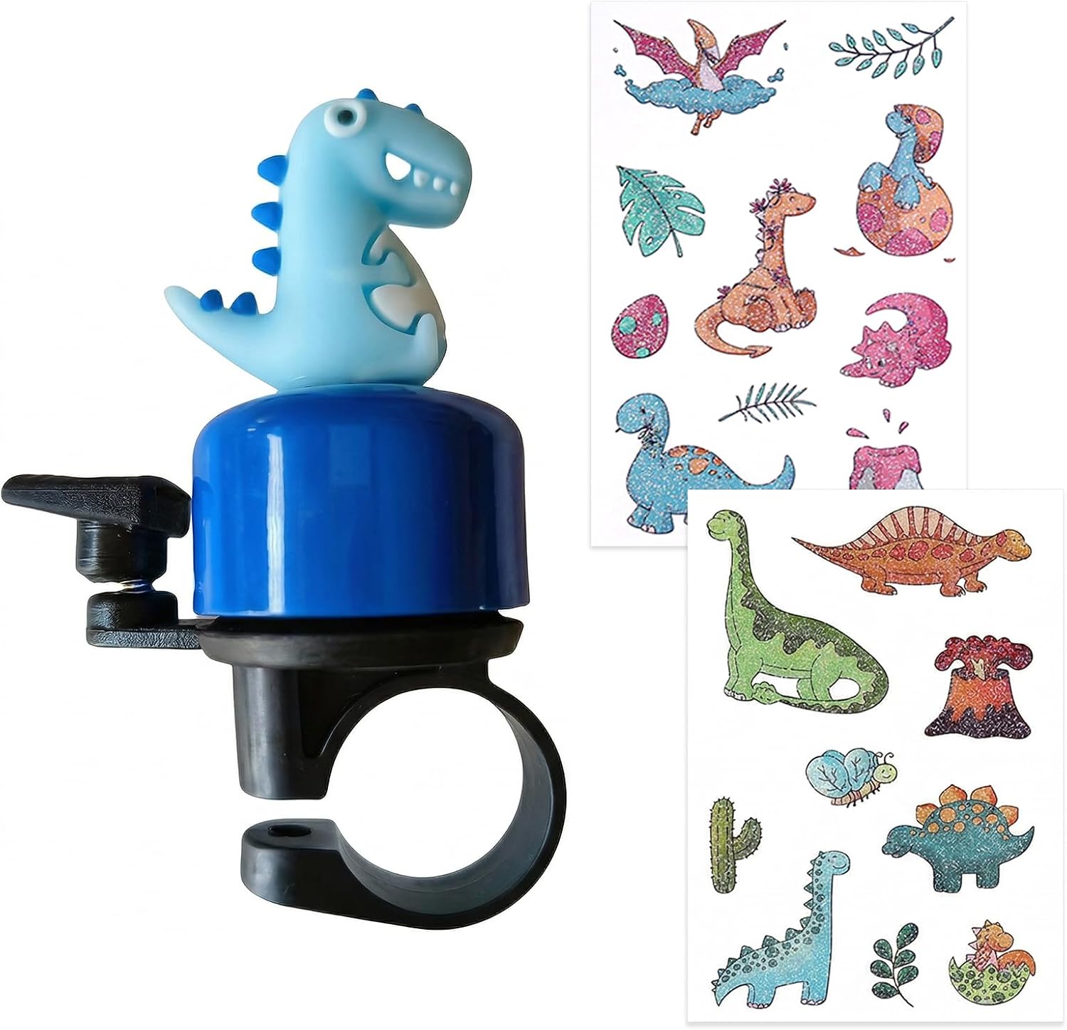 Dinosaurier-fahrradklingel – 1 Stück – Metall – Lauter Klang – Fahrrad, Roller, Laufrad – Blau