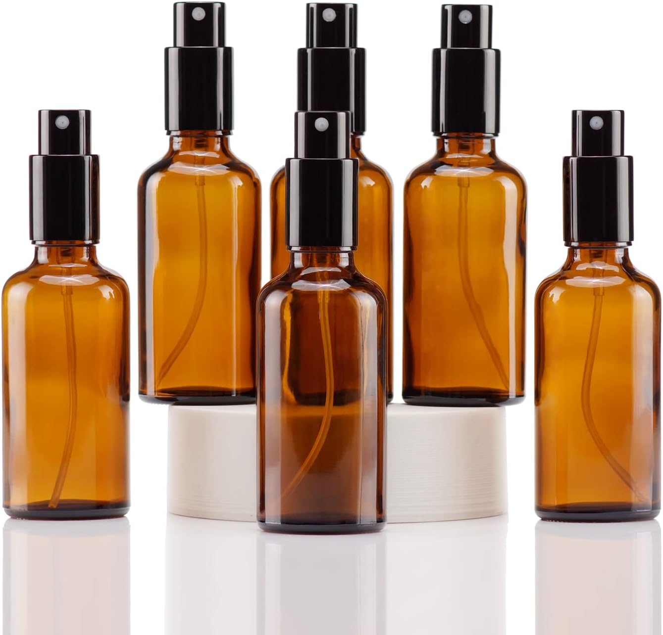 50-ml-glas-sprühflasche – 6er-pack – Braun – Feiner Sprühnebel – Für Ätherische Öle Und Unterwegs – 37 X 123 Mm