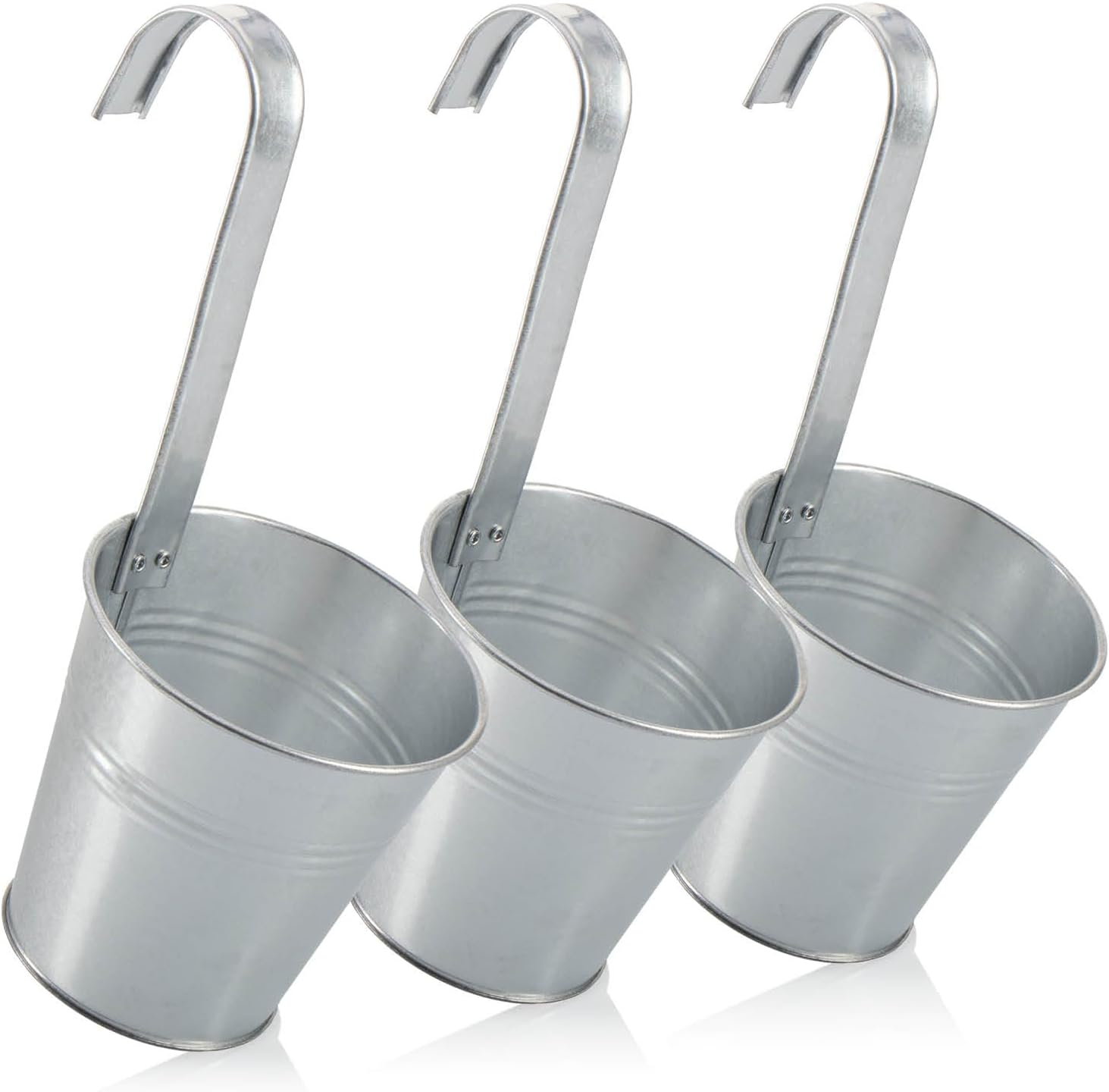 3 Silberne Metall-hängeampeln – Inklusive Haken – Wetterfest – Für Balkon, Garten Und Küche – Durchmesser 13,5 Cm
