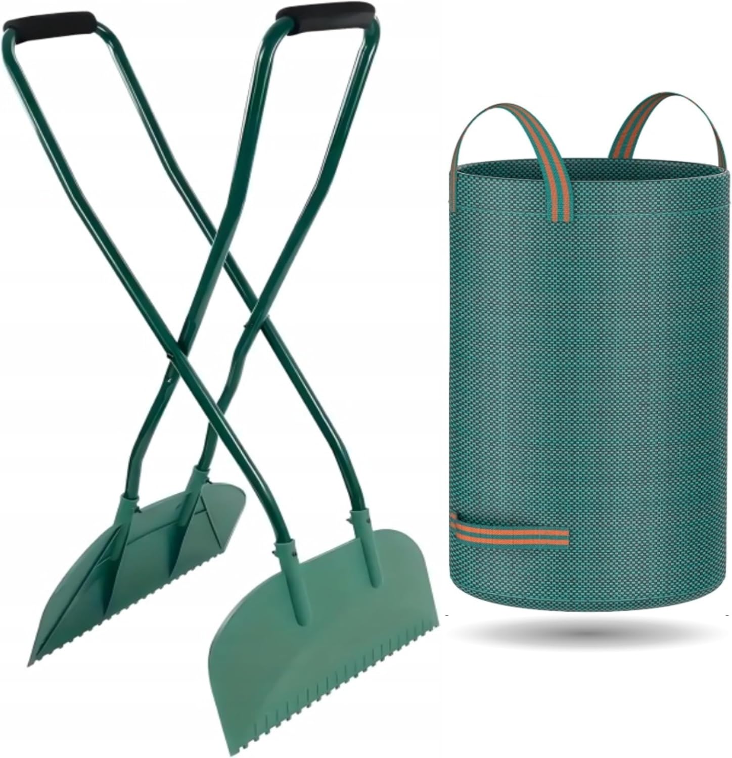 Laubbesen – 1 Stück – Stahl Und Kunststoff – 95 Cm Ergonomischer Stiel – Gartenarbeit – Laub Und Gras – Mit 272-liter-sack