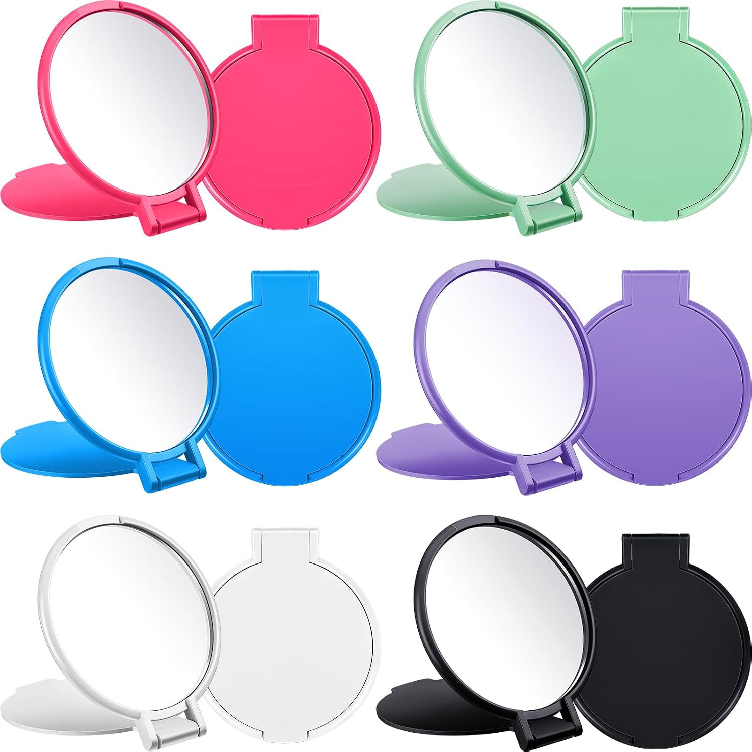 Set Mit 40 Mini-rund-klappspiegeln – Kunststoff Und Glas – Kompakt Für Make-up – Für Reisen Und Den Täglichen Gebrauch – Für Frauen Und Mädchen – 6,2 X 7 Cm