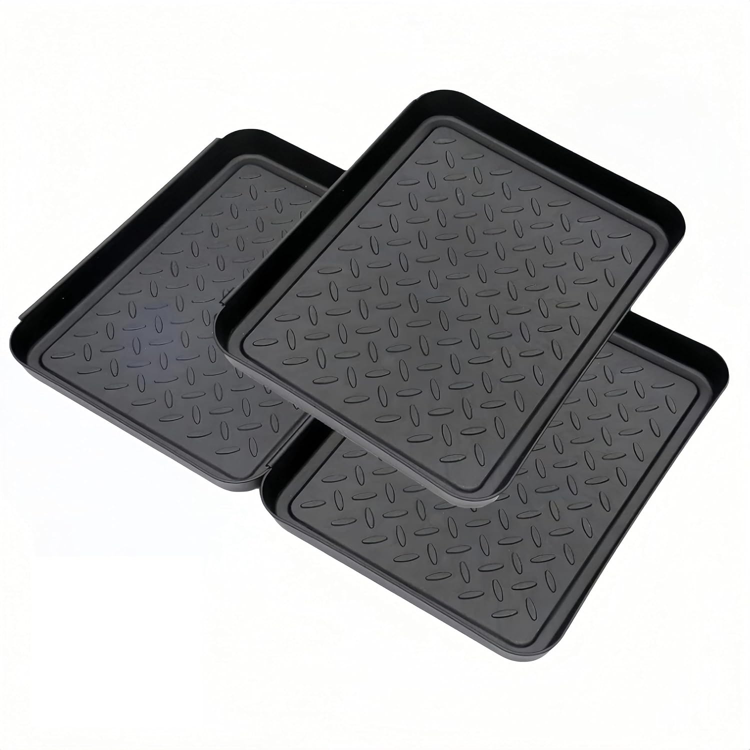 Tropfschale – 3er-set – Kunststoff – 3 Cm Hoher Rand – Haus Und Garten – Schwarz 35 X 27,5 Cm