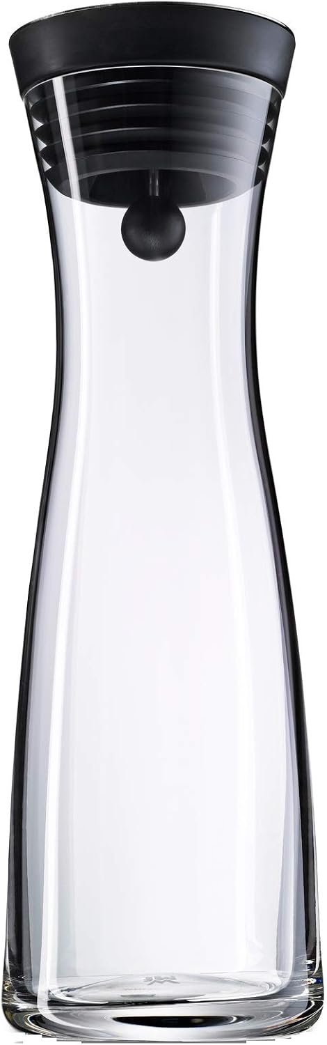 1,0-liter-glaswasserkaraffe – Selbstschließender Silikondeckel – Schwarz – 29 Cm