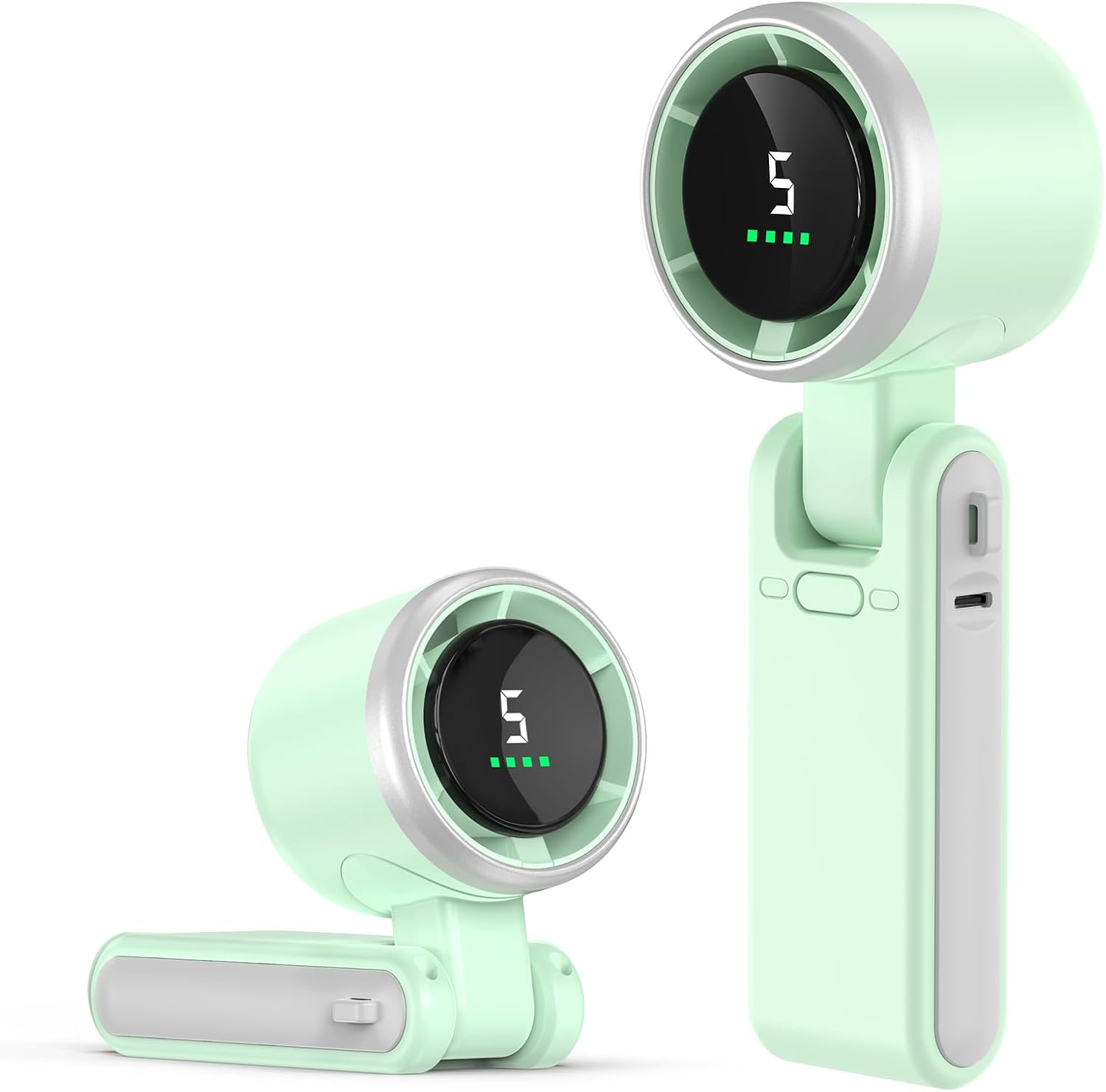 Faltbarer, Tragbarer Ventilator – 5 Geschwindigkeitsstufen – 13.500 U/min Turbomotor – Usb Typ-c – Für Hand-, Nacken- Und Schreibtischnutzung – Schwarz