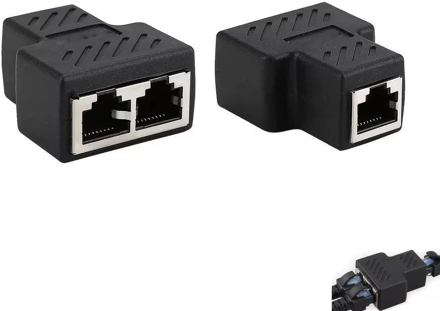 Rj45-splitter – 2er-pack – Passiver Ethernet-adapter – 1-zu-2-splitter – Für Cat5-zu-cat7-kabel – Pc-router-anschluss