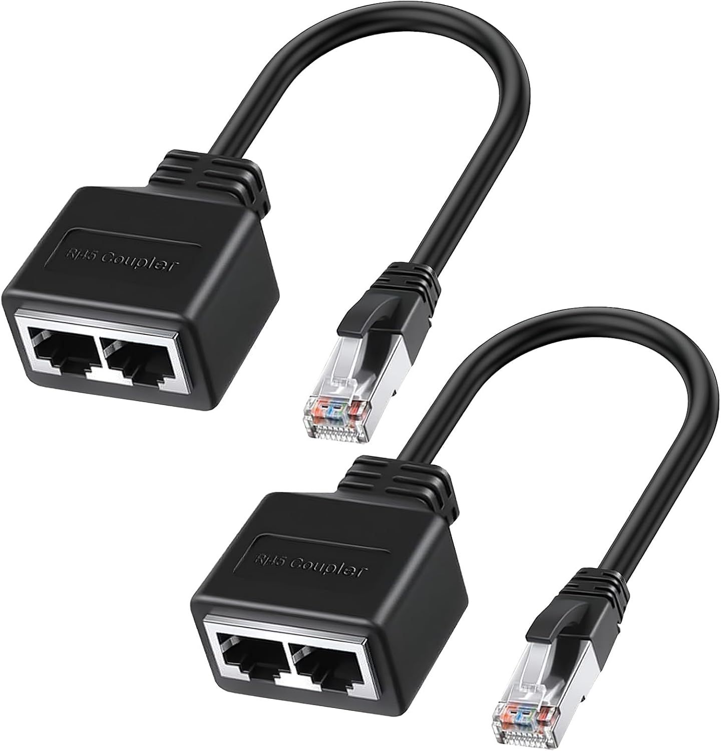Rj45-adapter – 2er-pack – Abs Und Vergoldetes Kupfer – Zwei Weibliche Ausgänge – Für Router Und Pc – Kompatibel Mit Cat5 Bis Cat7