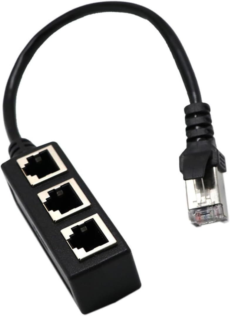 Rj45-ethernet-splitter – 1 Auf 3 Ports – Schwarzes Abs – Cat7-lan-adapter – 24 Cm Netzwerkverlängerung