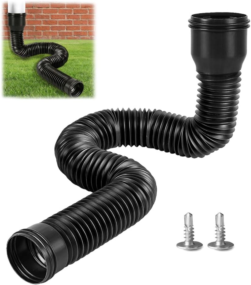 Verlängerungs-fallrohr – 1 Stück – Polyethylen – Flexibel 47–150 Cm – 80/100-mm-adapter – Schwarz