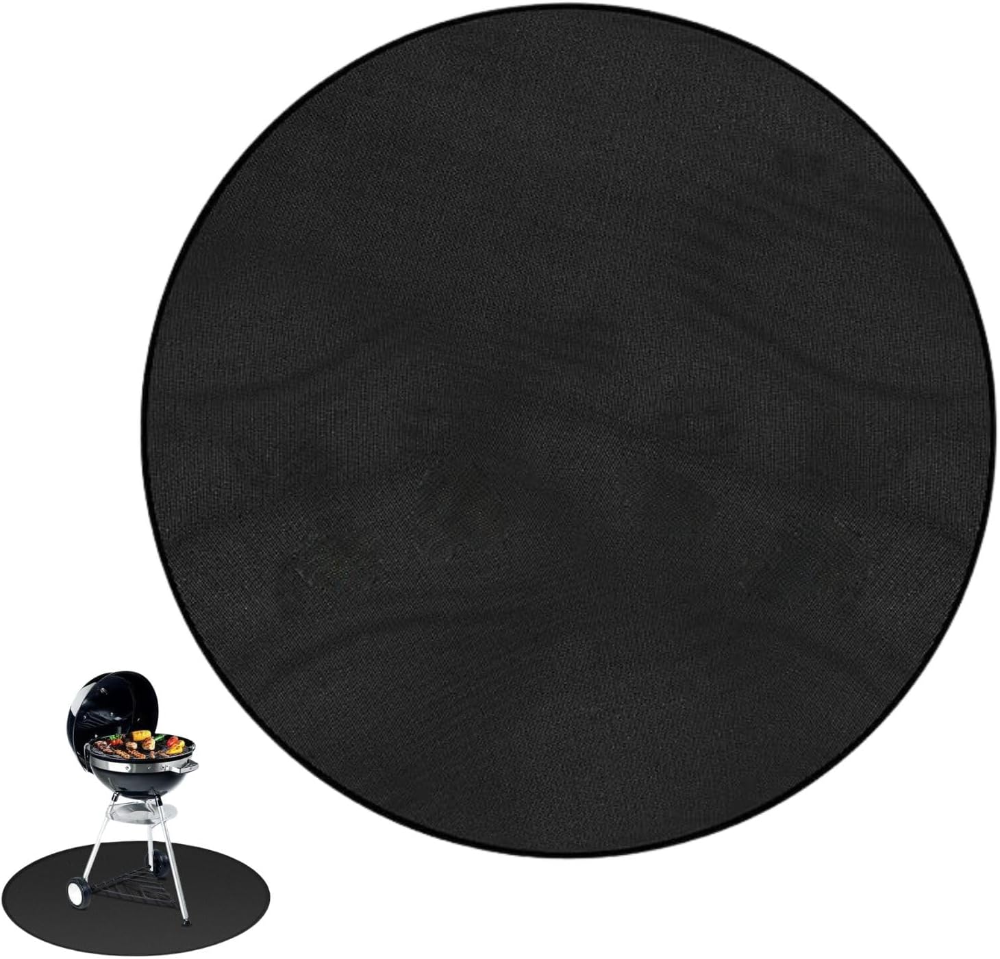 Runde Brandschutzmatte 60 Cm – Fiberglas – Hitzebeständig Bis 500 °c – Für Terrasse Und Garten – Schwarz