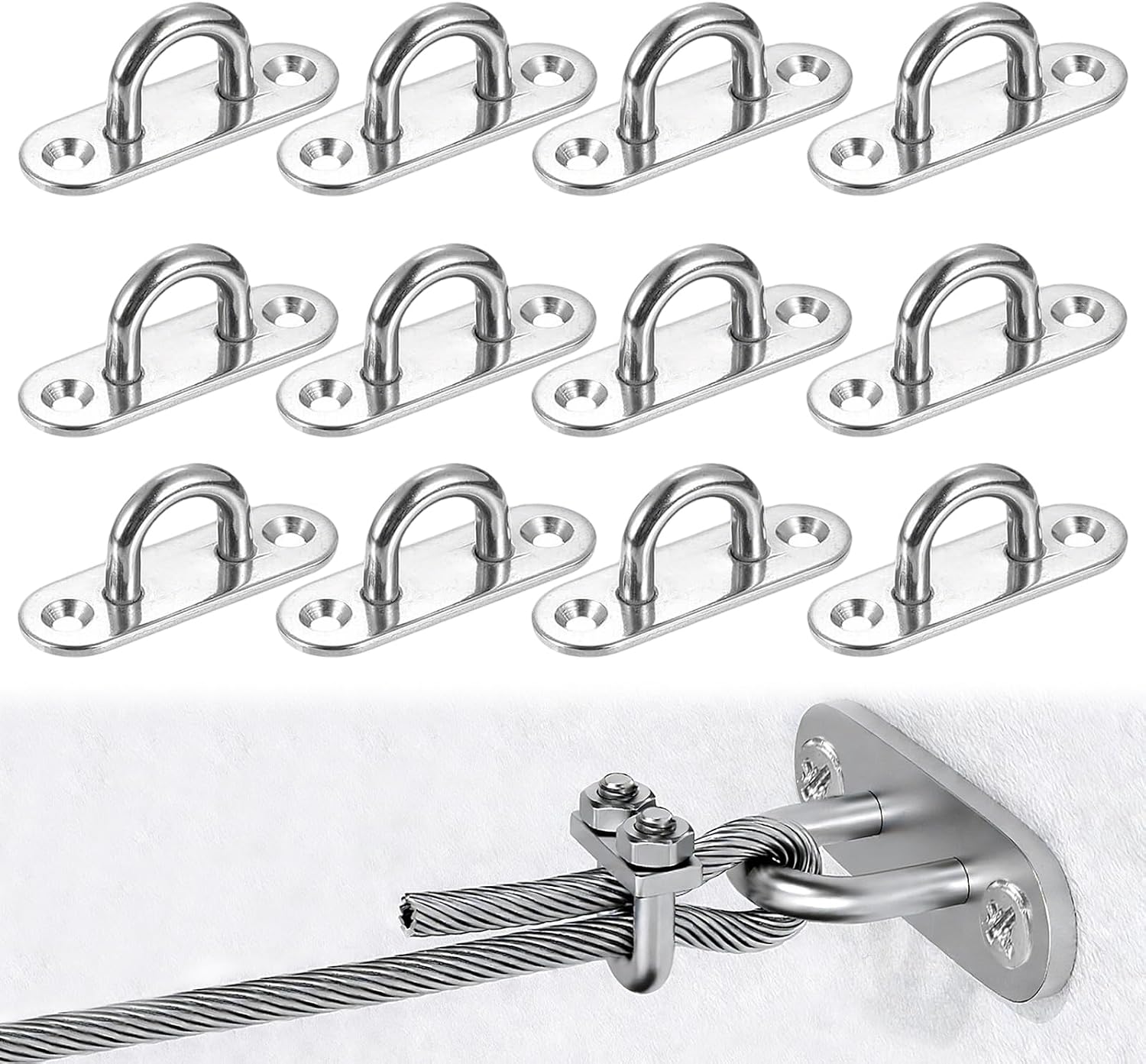 12 Wandhaken Aus Edelstahl – 12er-pack – Schwarzer Edelstahl – Robuste Doppellochbefestigung – Für Hängematten Im Innen- Und Außenbereich – Kompakte Größe