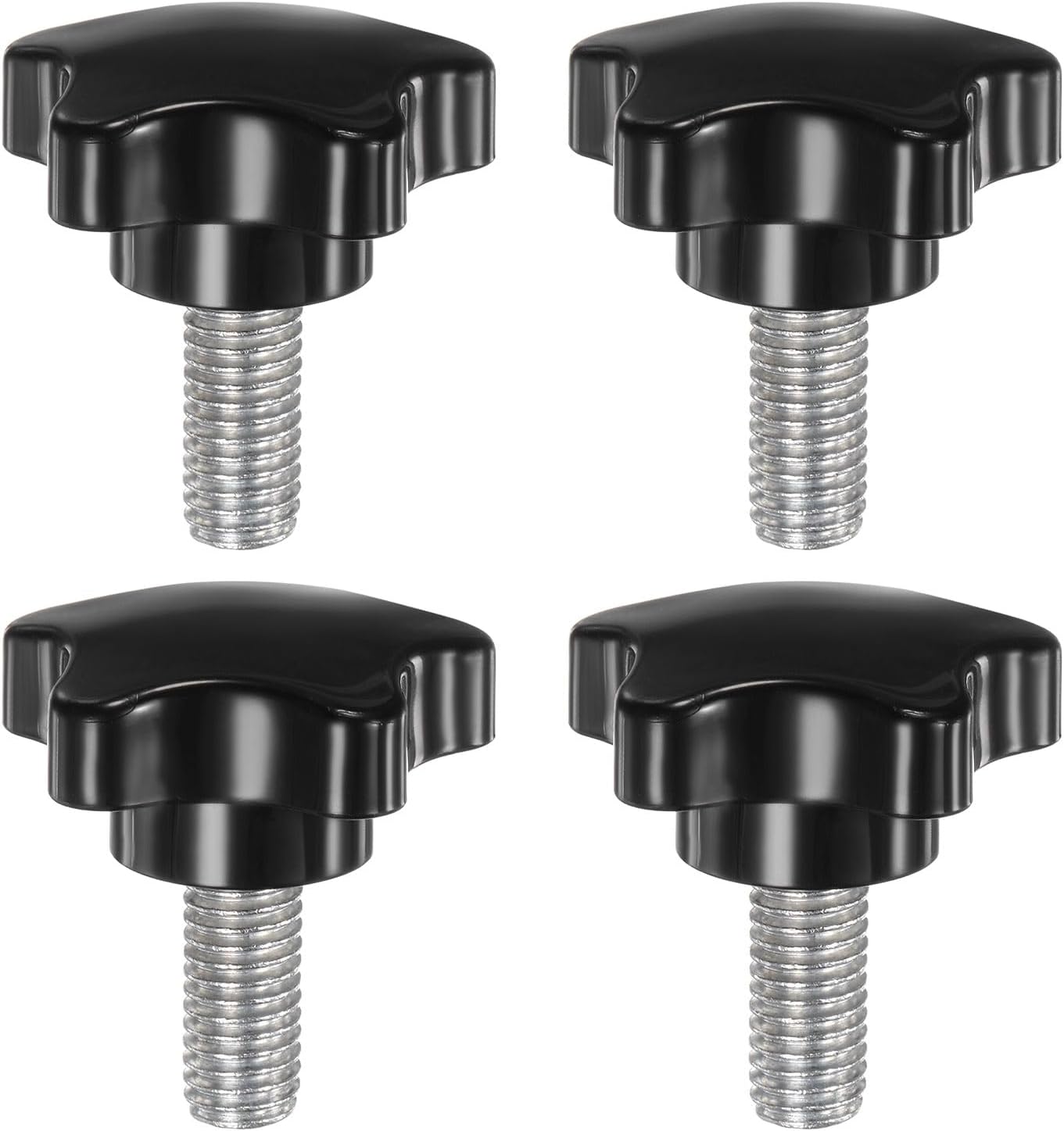Sternklemmengriffe – 4er-set – Pp-kunststoff Und Verzinkter Stahl – M10-handgewinde – Für Maschinen Und Möbel – Schwarz, 39 Mm
