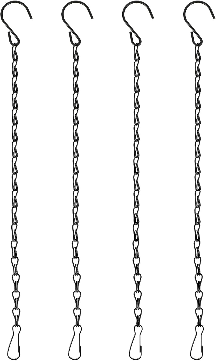 Set Mit 4 Hängeketten – Schwarzes Metall – Doppelhaken – Für Pflanzgefäße Und Laternen – 33 Cm
