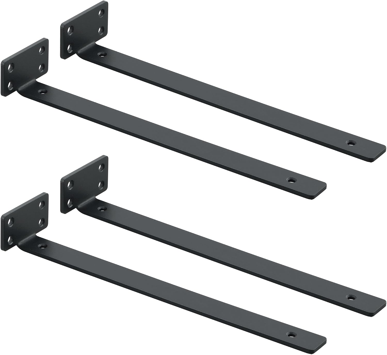 Wandregalhalterungen – 4er-set – Verstärktes Schwarzes Metall – Stabile Wandmontage – Wohnzimmer, Küche, Büro – 29,8 X 6,5 X 4 Cm