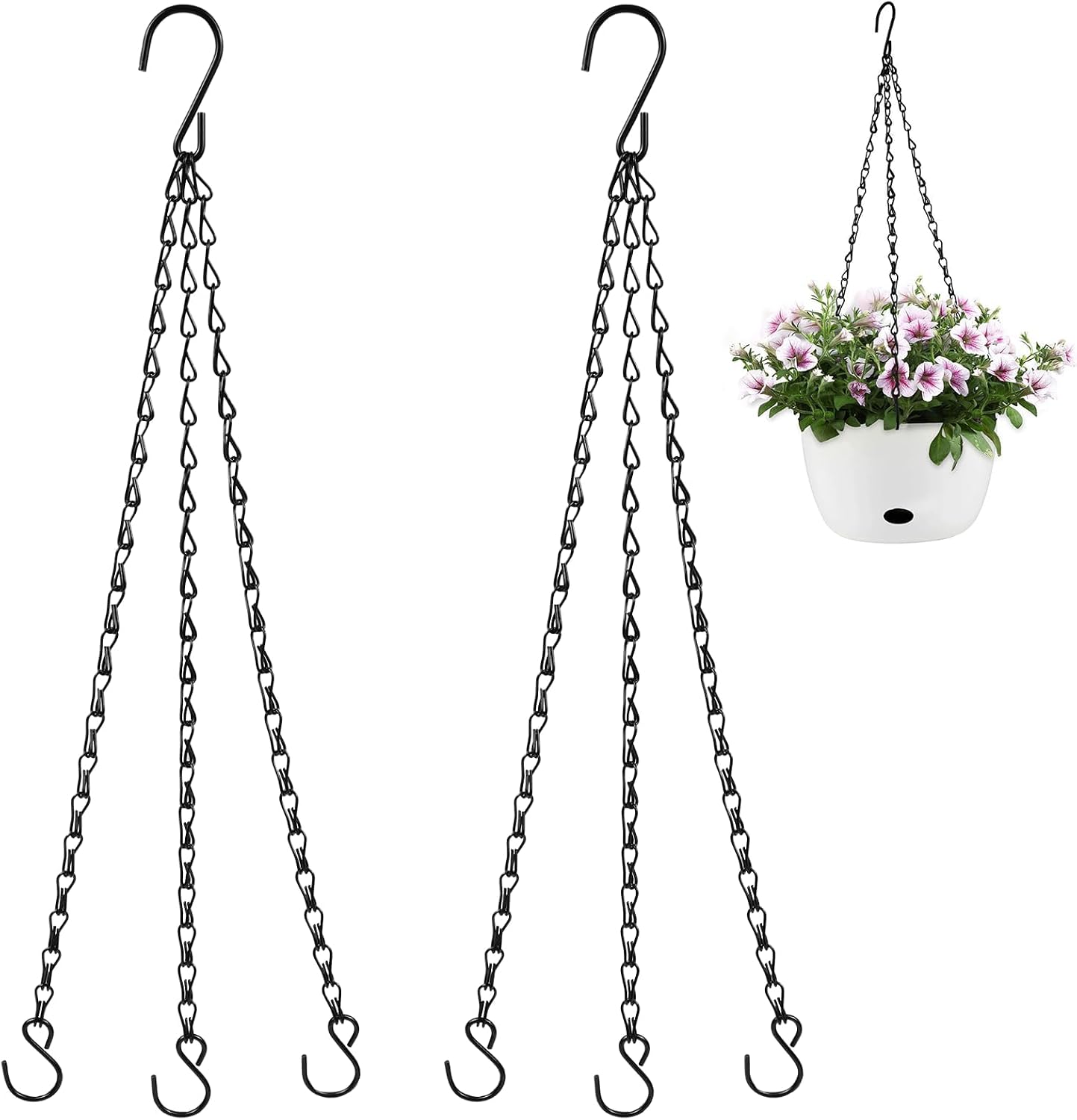 Set Mit 2 Schwarzen, 40 Cm Langen Metall-hängeketten Mit S-haken, Stabile Tragkraft Bis 10 Kg Für Pflanzgefäße Und Außendekoration
