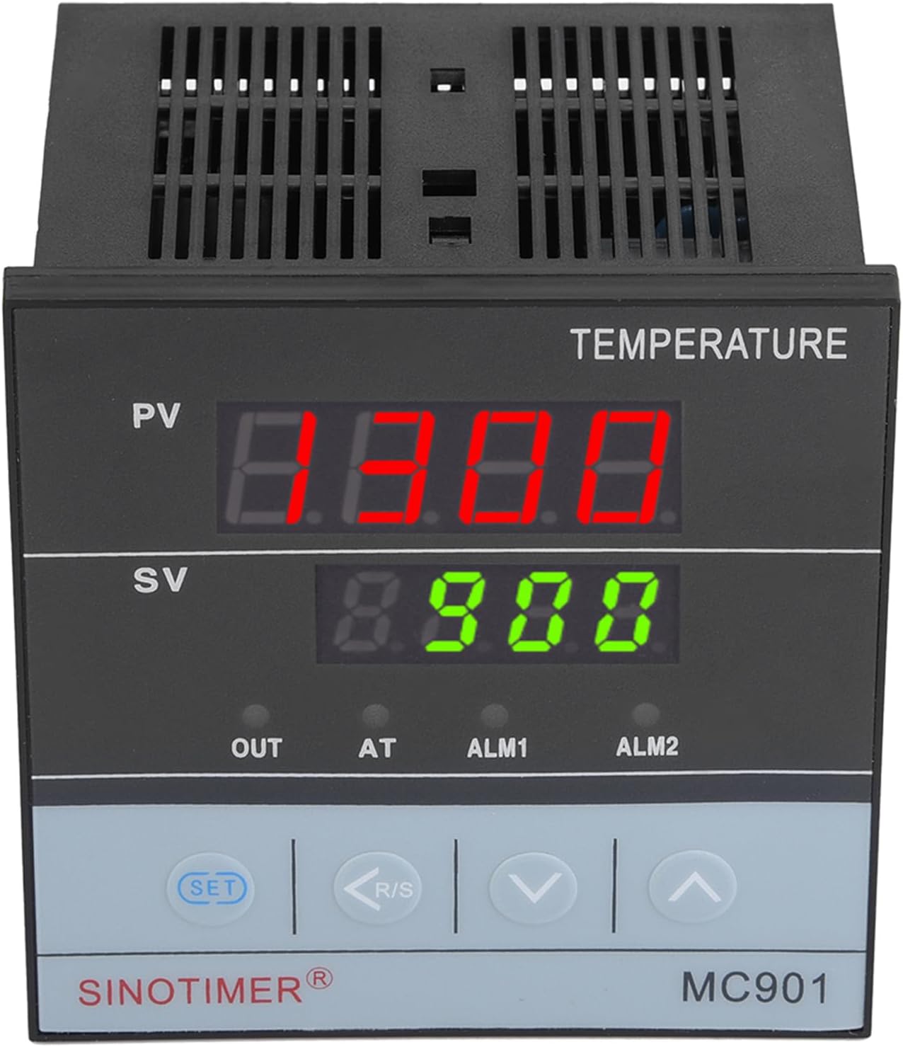 Pid-temperaturregler – 1 Stück – Kompaktes Gehäuse – Eingang Typ K Pt100, Ausgang Ssr-relais – Industrie Und Haushalt – Schwarz 48 X 48 Mm