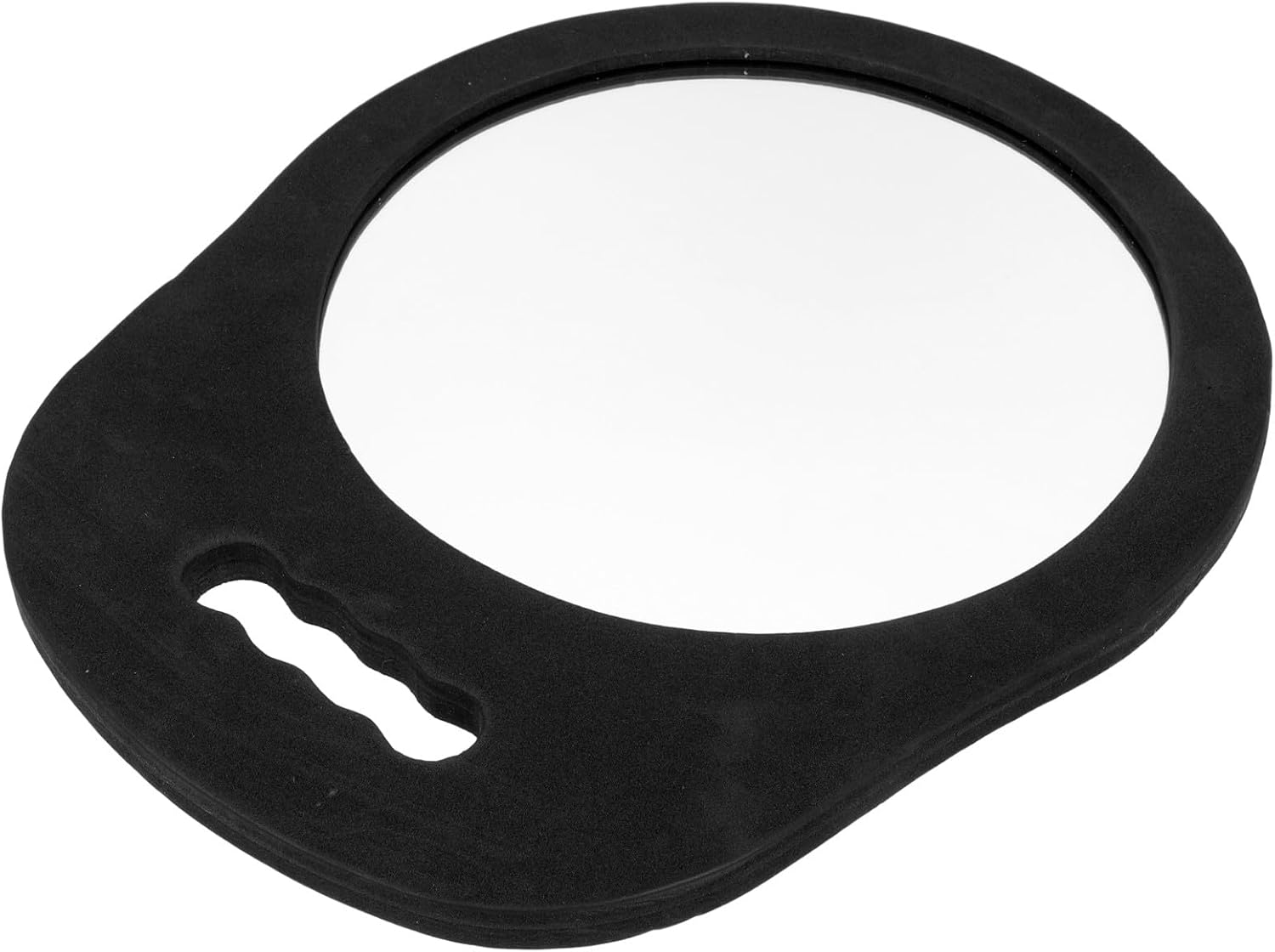 Runder Taschenspiegel – 1 Stück – Rahmen Aus Schaumstoff Und Glas – Ergonomischer, Stoßfester Griff – Für Friseur- Und Kosmetiksalons – Schwarz, 34 X 27,5 Cm