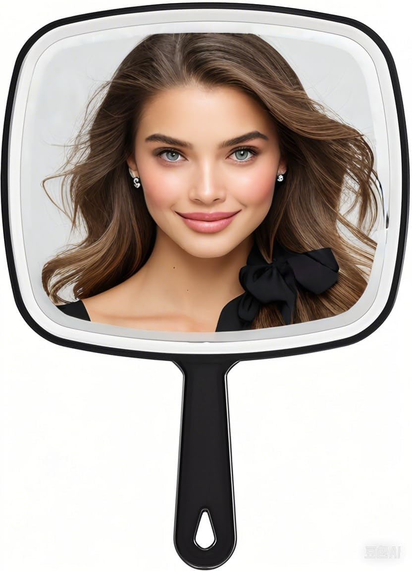 Schwarzer Quadratischer Handspiegel – 1 Stück – Modernes, Verzerrungsfreies Design – Für Friseursalons Und Kosmetikstudios – 26,5 X 19 Cm