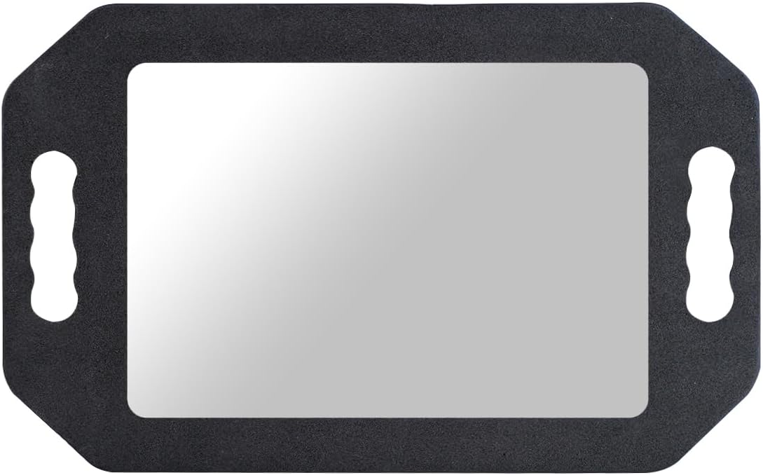 Doppelgriff-handspiegel – 1-teilig – Acryl Und Schaumstoff – Rückspiegel – Für Friseure Und Den Heimgebrauch – Schwarz, 26 X 19,5 Cm