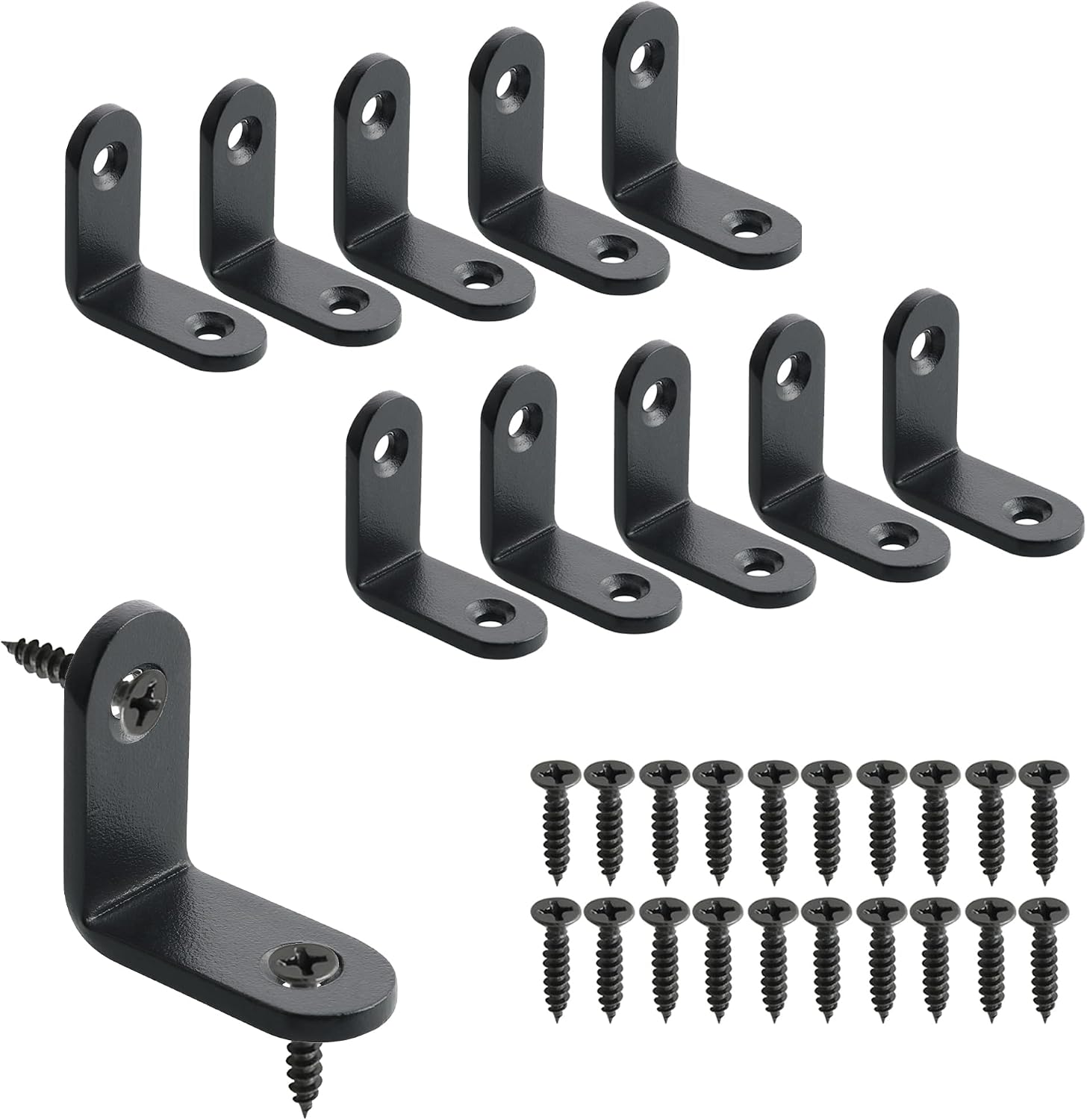 90°-befestigungswinkel – 10er-pack – Schwarzer Stahl, 32 X 32 Mm – Verstärkte 3-mm-stütze – Für Holzmöbel Und Regale