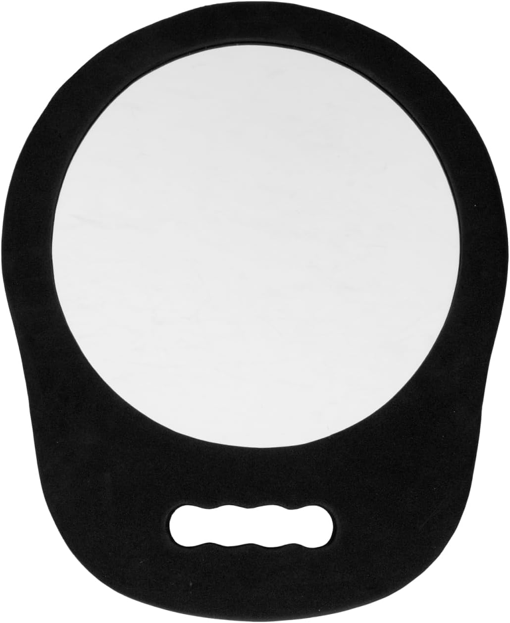Runder Kosmetikspiegel – 1-teilig – Rahmen Aus Schaumstoff Und Glas – Ergonomischer Griff Zum Aufhängen Oder Halten – Für Friseursalon Und Zuhause – Schwarz, 34 X 28 Cm