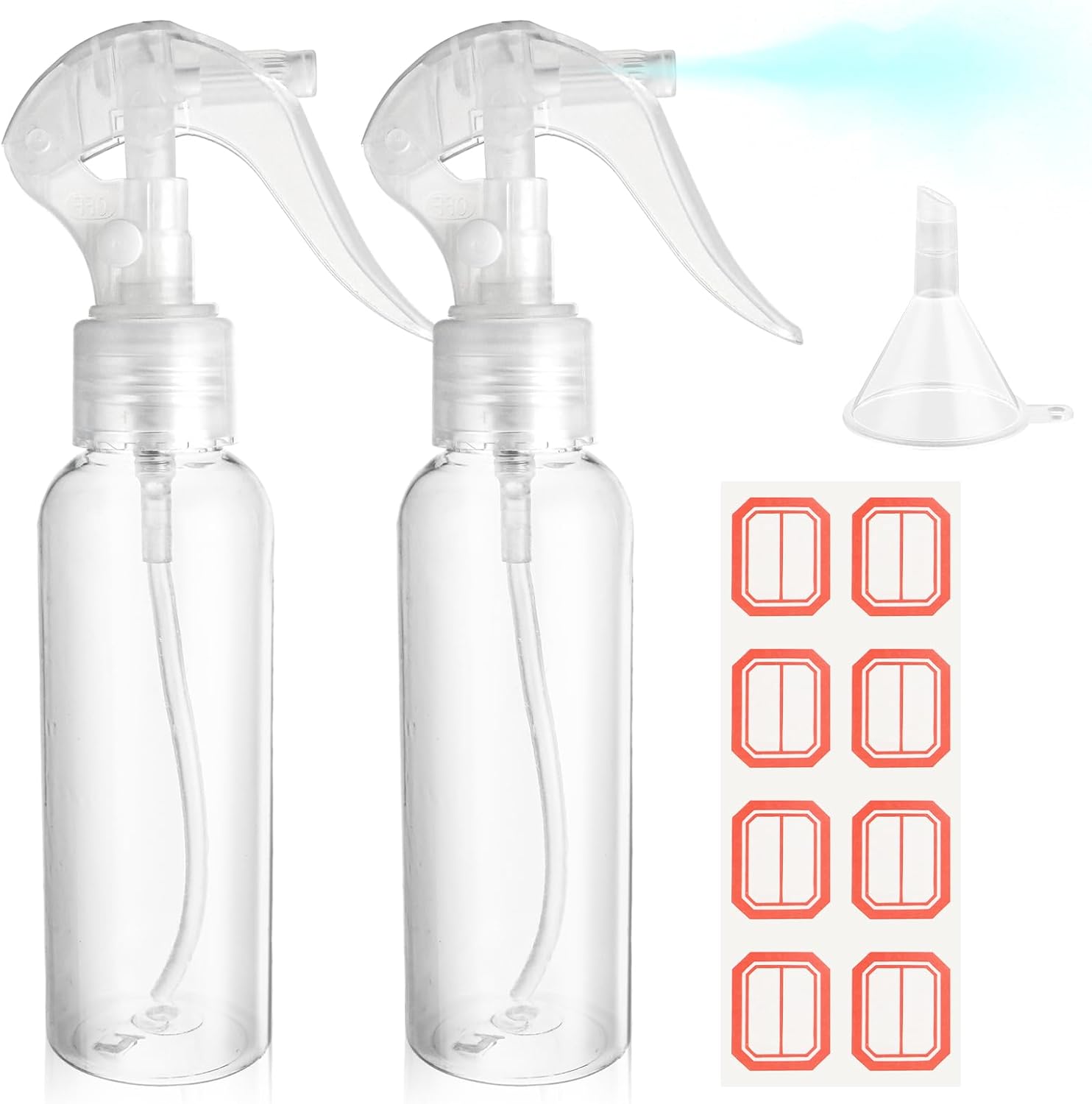 Set Mit 2 Sprühflaschen – 100 Ml – Transparenter Kunststoff – Feiner Sprühnebel – Für Unterwegs Und Zu Hause – 17 Cm