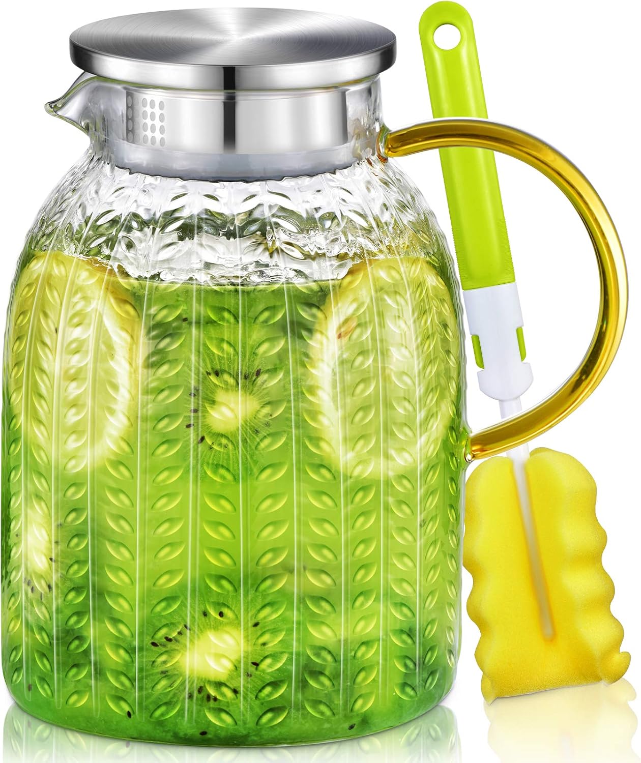 1,8-liter-karaffe Aus Borosilikatglas – Hitzebeständig – Mit Auslaufsicherem Deckel Und Griff – Für Heißes Und Kaltes Wasser, Saft Und Tee