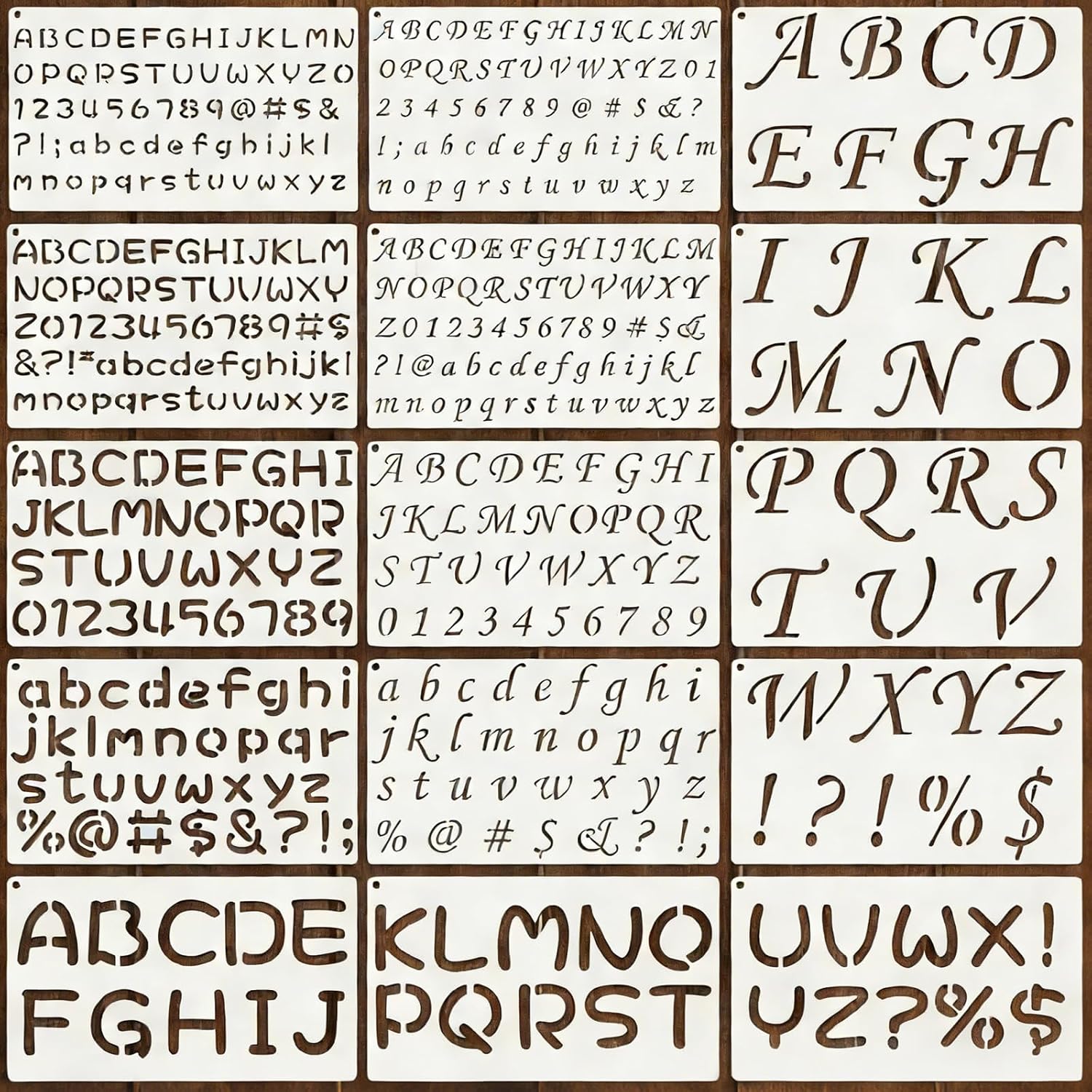 Alphabet-schablone – 15-teilig – Transparentes Pet – Buchstaben, Zahlen, Symbole – Scrapbooking, Malen, Basteln – 24,89 X 14,9 Cm