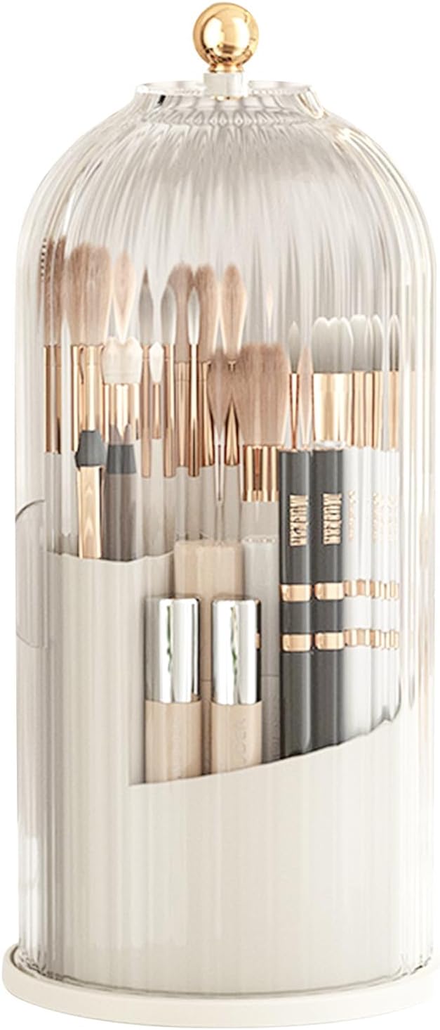 Drehbarer Make-up-organizer – 1 Stück – Transparenter Kunststoff – 360°-drehung Mit Deckel – Für Badezimmer Und Schminktisch