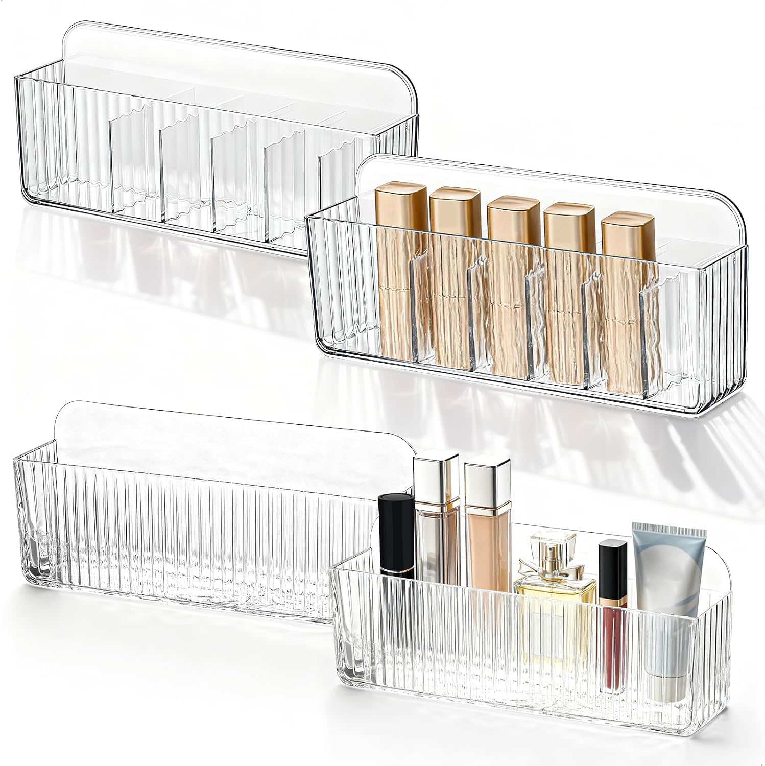 Make-up-organizer – 2er-set – Transparenter Kunststoff – Kein Bohren Erforderlich – Für Badezimmer Und Büro