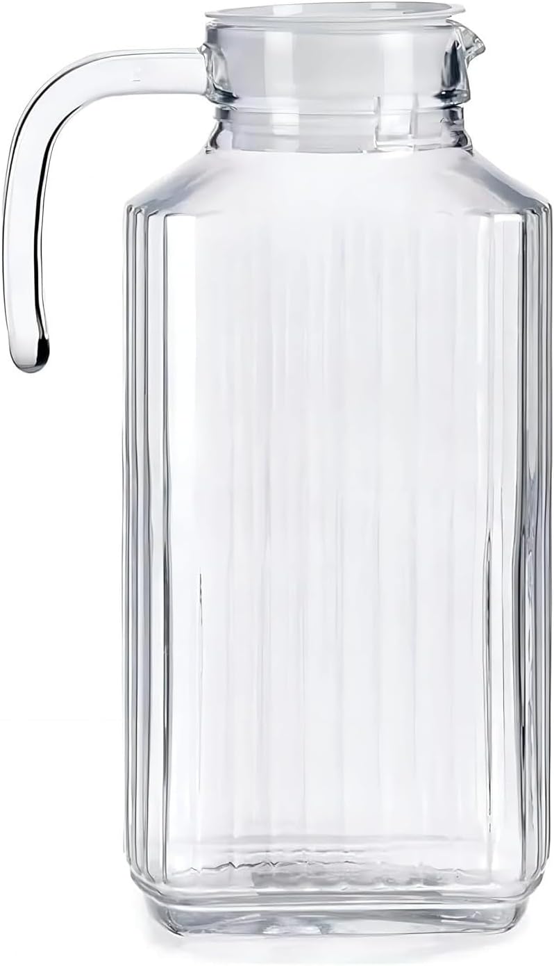 Glaskaraffe – 1 Stück – Mit Deckel Und Ausgießer – Für Wasser Und Saft – Für Zuhause Und Partys – 1800 Ml