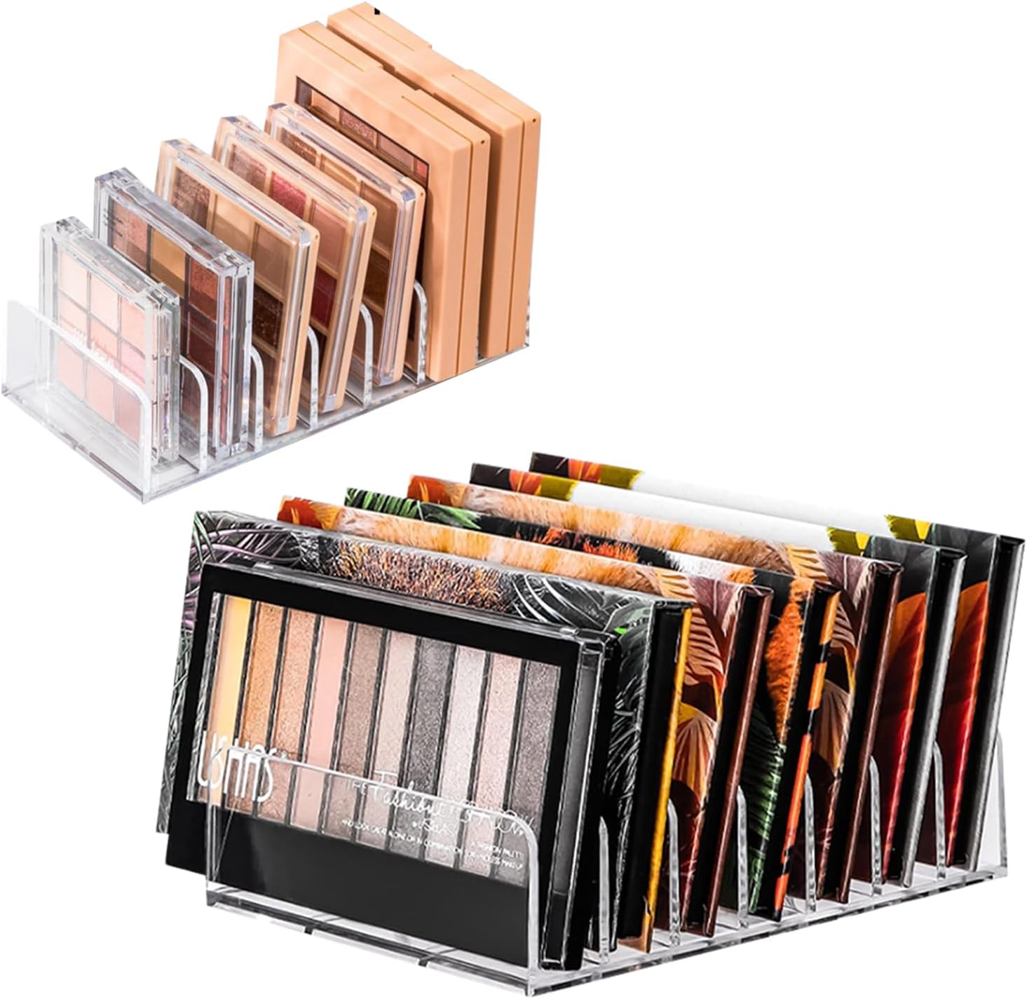 2er-set Make-up-organizer – 2 Größen – Transparentes Acryl – 7 Fächer Für Lidschatten – Aufbewahrung Für Schminktisch Und Badezimmer