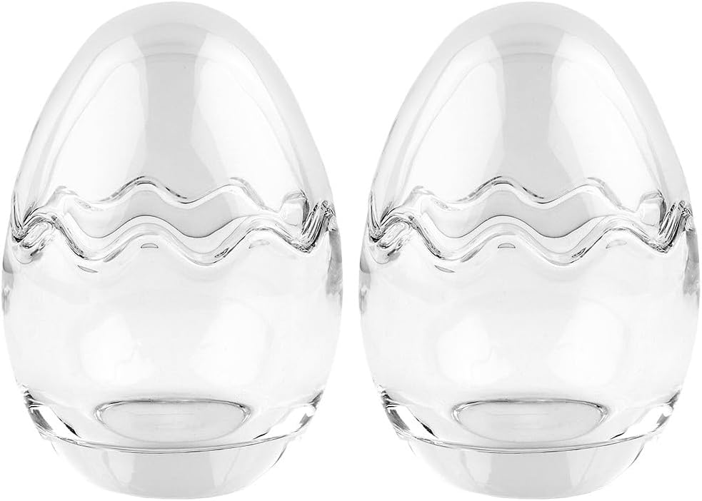 Dekorative Glaseier – 2er-set – Robustes Klarglas – Abnehmbarer Deckel Zum Nachfüllen – Dekoration Für Zuhause Und Ostern – 11,6 Cm X 8,2 Cm
