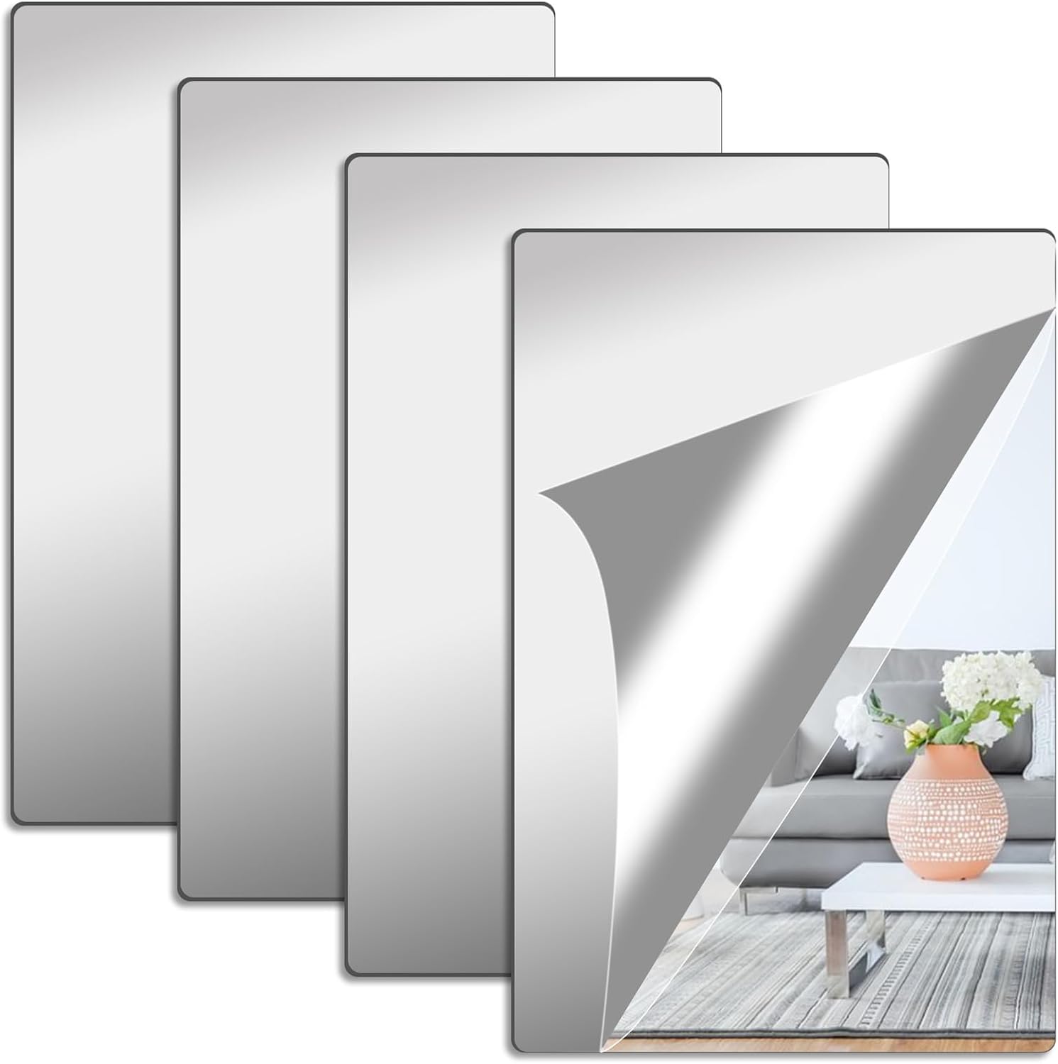 4 Acryl-klebespiegel – 20 X 25 Cm – Flexibel Und Bruchsicher – Wanddekoration Für Bad Und Schlafzimmer – Transparent