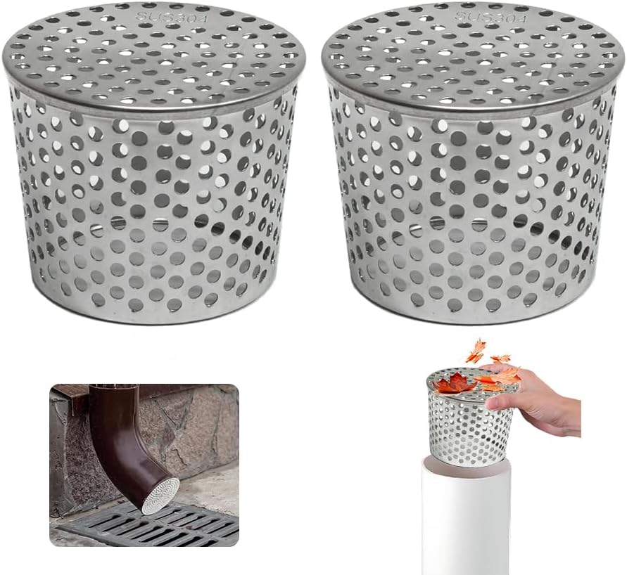 Dachrinnenabdeckungen – 2er-pack – Edelstahl – Laubdicht – Für Fallrohre – 85–100 Mm