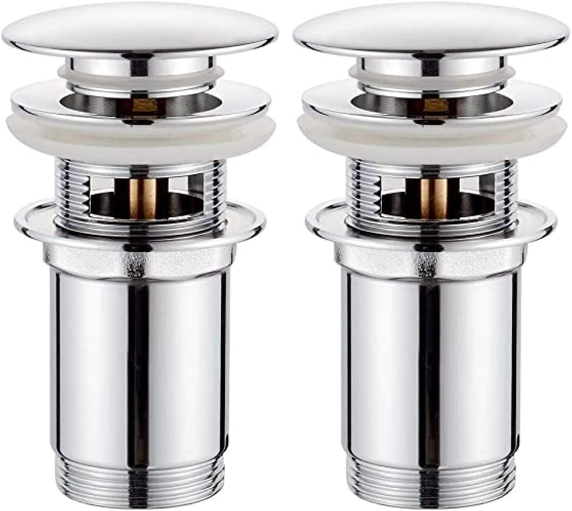 Ablaufgarnitur (pop-up) – 2er-pack – Verchromtes Messing – Klick-klack-system – Für Vorgebohrte Waschbecken – 41 Mm