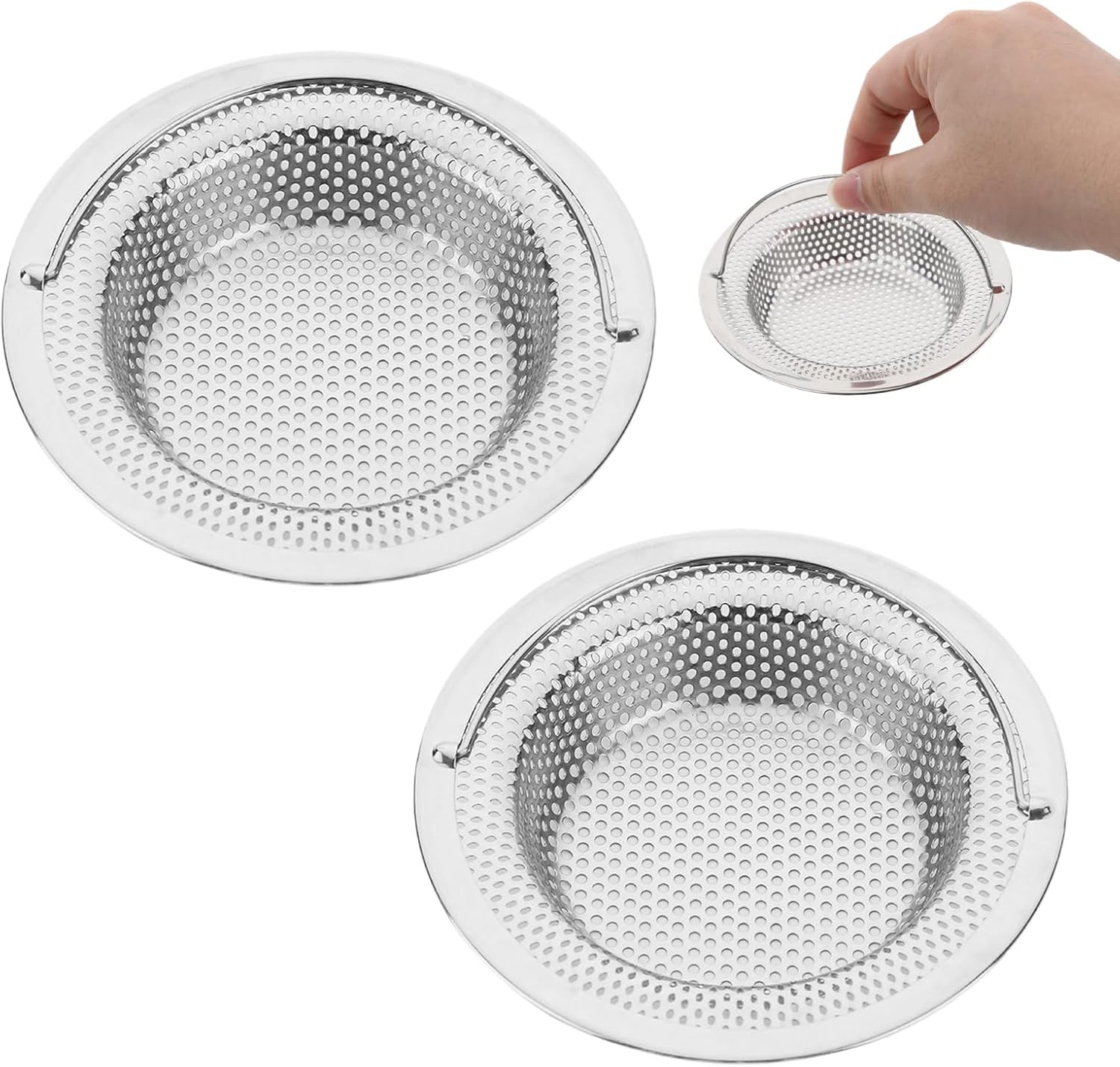 Spülbecken-sieb – 2er-pack – Edelstahl – Verstopfungsfrei – Klappgriff – Küche – 11 Cm