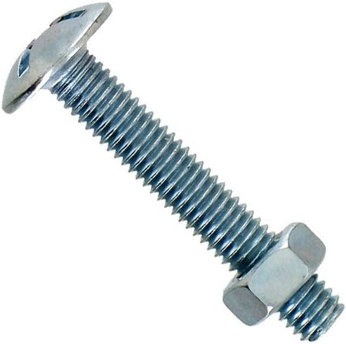 Ofenbolzen – 10er-pack – Verzinkter Stahl – Breiter, Gewölbter Kopf – Für Holz- Und Metallbefestigungen – 6 X 60 Mm