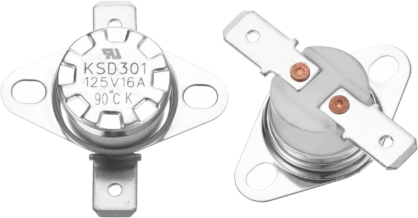 Ksd301 Thermostatschalter – 2er-pack – Keramik Und Metall – 90° Öffnung, 16 A – Mikrowelle, Kaffeemaschine – 6,3 Mm Stifte