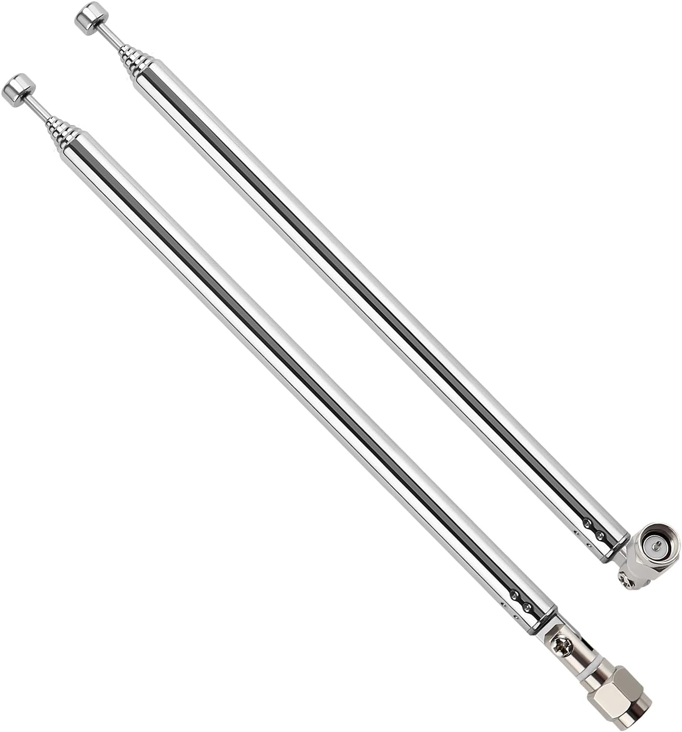 Teleskop-fm-antenne – 2er-pack – Versilbertes Kupfer – 7 Ausziehbare Segmente – Radio, Tv, Dab, Am – 75 Cm
