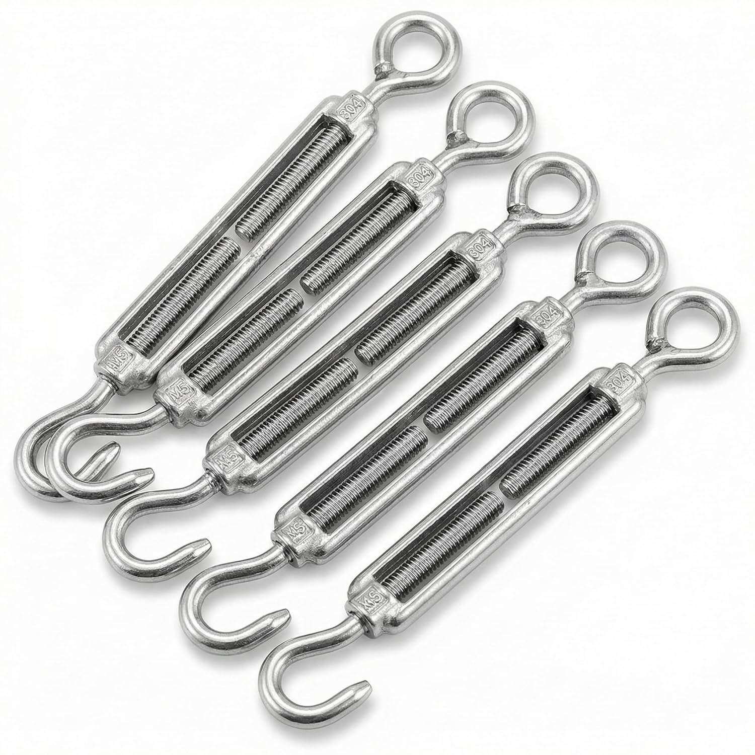 M5 Kabelspanner – 5er-pack – Edelstahl 304 – Seilspannungsregulierung – Camping Und Gartenarbeit – Gebürstete Oberfläche